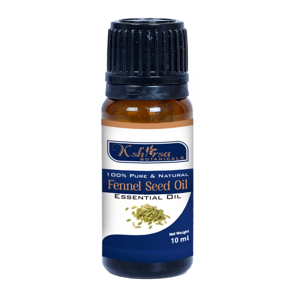 100% Pure Fennel Seed Oil (Foeniculum Vulgare) - Natural Essential Oil for Skin Care, Hair Growth & Aromatherapy - 10ml with Euro Dropper - Perfect for Massage, Diffuser & DIY Beauty Recipes