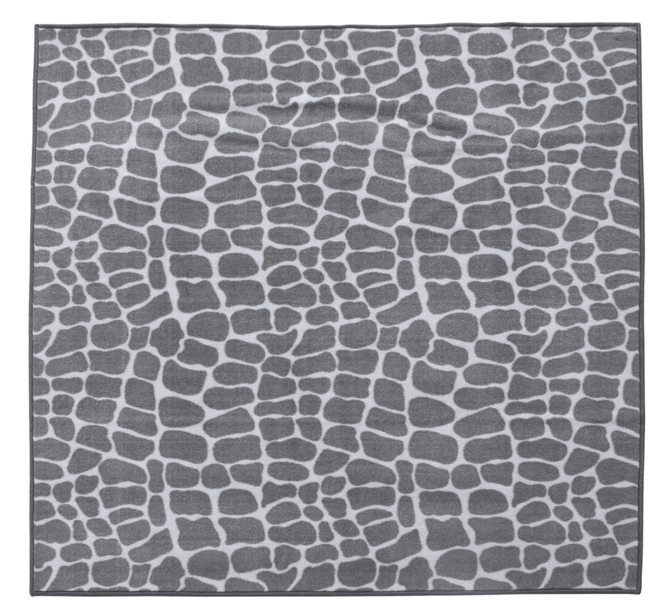 Crocodile Print Light Grey Area Rug - Animal Print Square Rug, Pet-Friendly Indoor Rug for Living Room, Bedroom & Home Decor, 7' x 7' Soft Floor Mat - Perfect for Cozy Spaces, Modern Interiors & High-Traffic Areas
