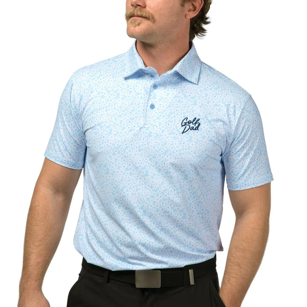 Men's Floral Print Golf Polo Shirt - Powder Blue | Breathable & Comfortable for Golfing, Casual Wear & Outdoor Activities