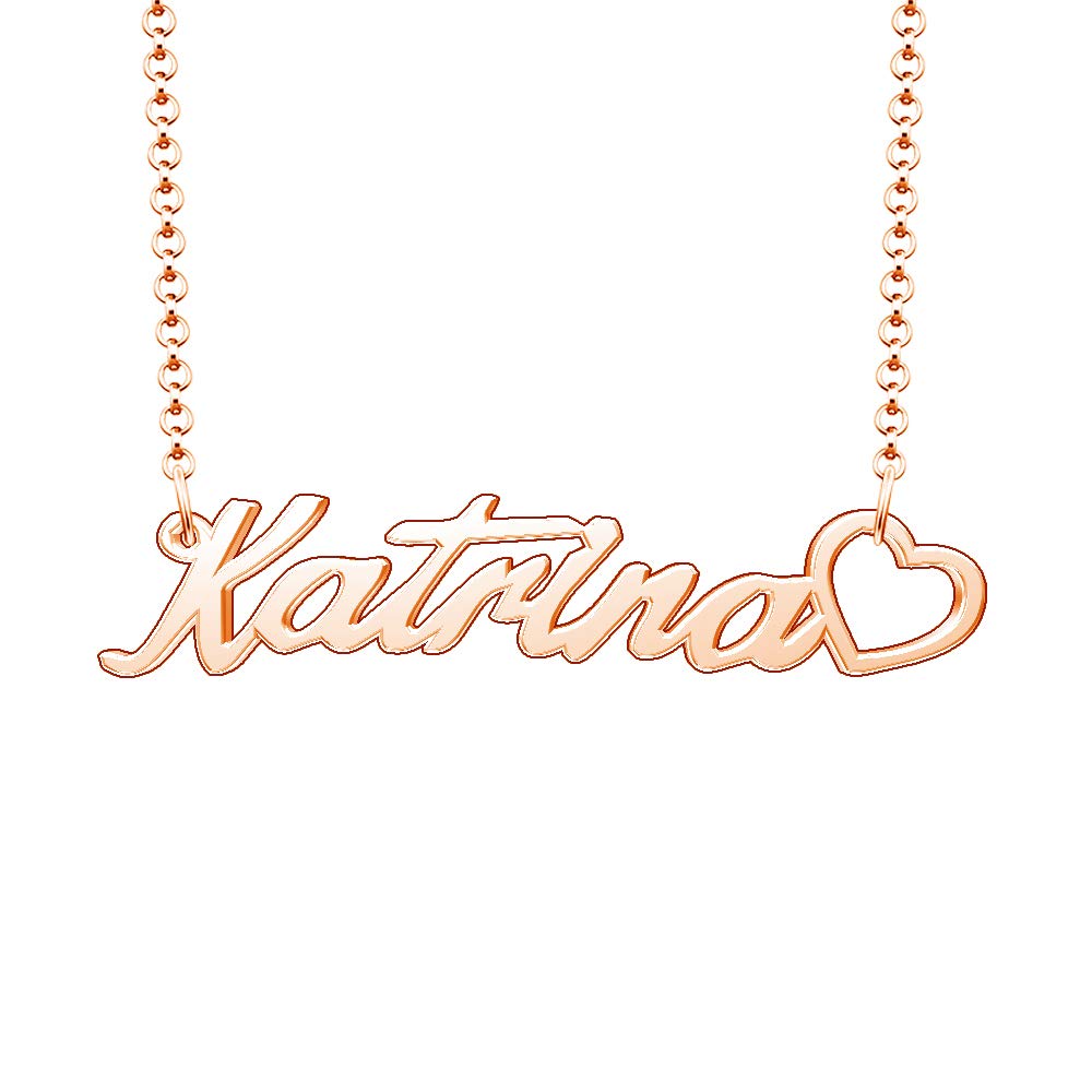 Personalized Rose Gold Plated Heart Pendant Necklace with Custom Name - Perfect Gift for Anniversary, Valentine's Day & Mother's Day Jewelry