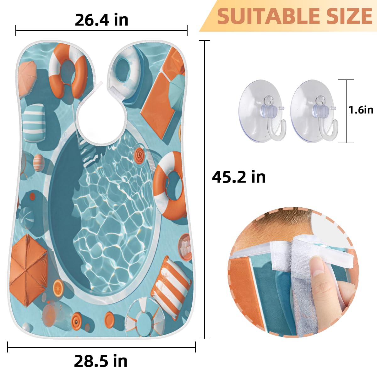 Men's Summer Swimming & Beach Beard Shaving Bib - Waterproof Makeup & Hair Dye Apron for Barbers, Women's Haircut Cape, Sink Hair Catcher - Perfect for Salon, Home Grooming & Beard Trimming Lineup Tools