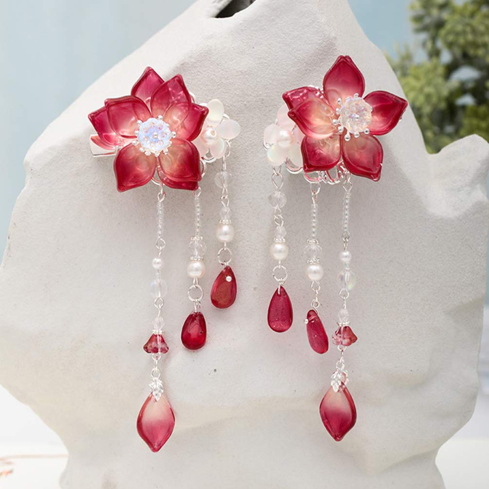 Beaupretty Flower Hair Clips for Hanfu & Tassel Hairpins - Wedding & Cosplay
