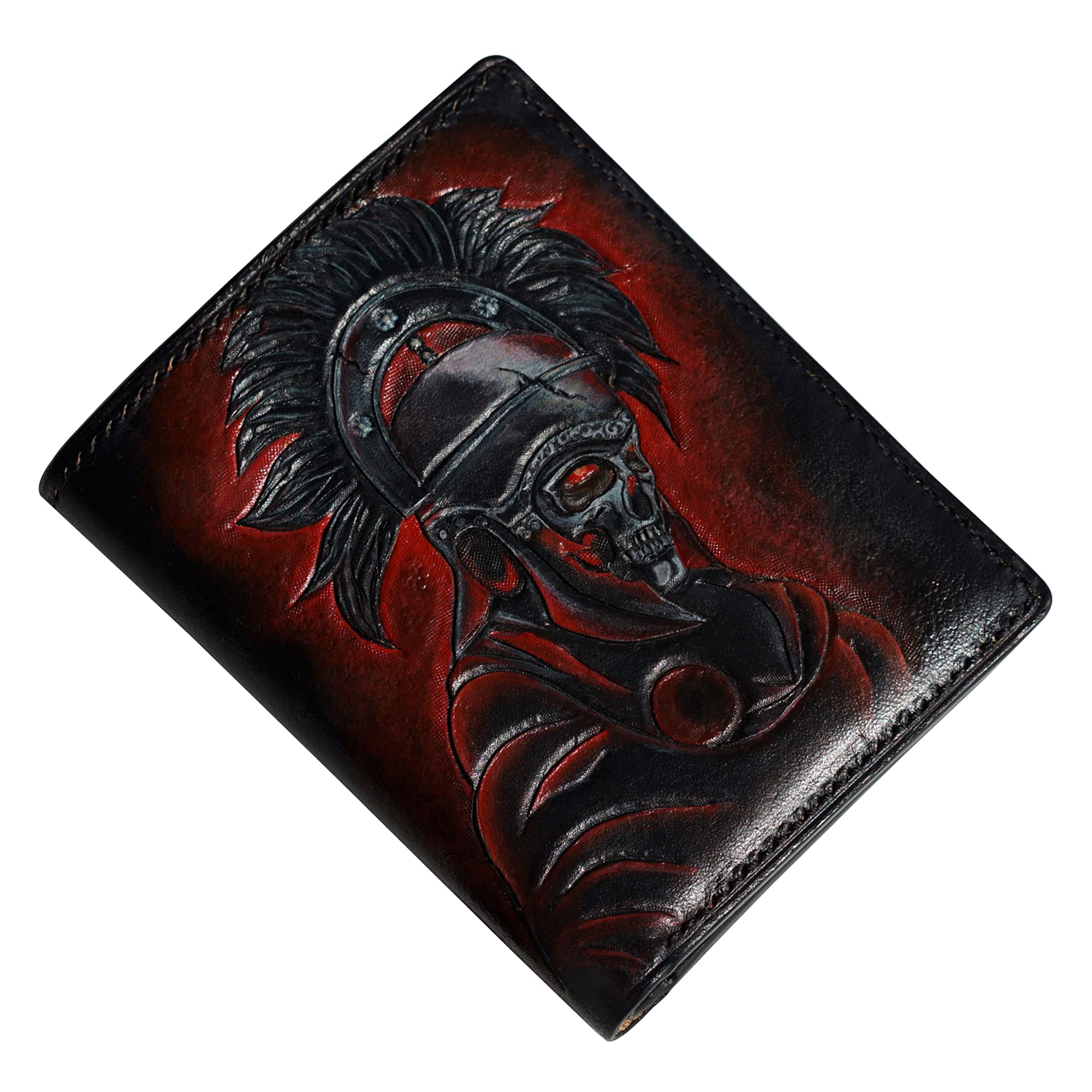 Handmade Full Grain Cow Leather Wallet for Men - Black Vegtan Leather Hand-carved Billfold | Durable & Stylish Men's Wallet for Everyday Use, Business, Travel & Gifts