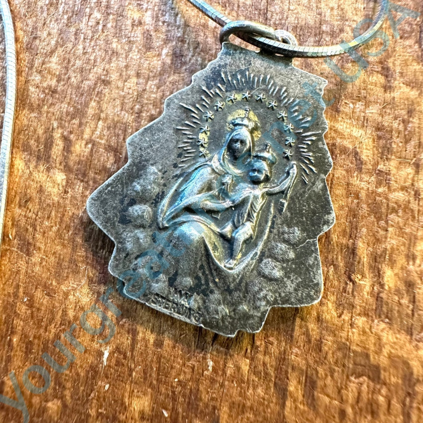 Vintage Double Sided Sterling Silver Catholic Devotional Necklace - Religious Jewelry for Women & Men - Perfect for Church, Prayer & Everyday Faith Wear