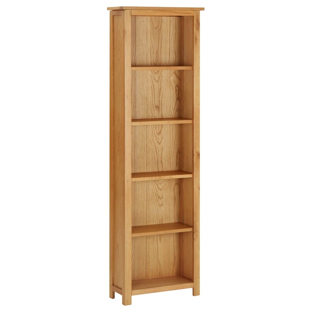 Solid Oak Wood Bookcase Standing Storage Shelf - 20.5x8.8x66.9 Inches - Modern Bookshelf Display Rack for Living Room, Office & Library Organization