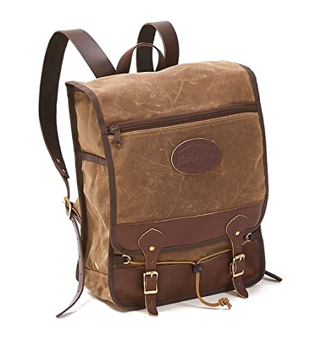 Frost River Mesabi Range Waxed Canvas & Leather Laptop Backpack - 16.7L Durable Hiking Daypack with Padded Sleeve, Premium Field Tan - Perfect for Work Commute, College Campus & Outdoor Adventures