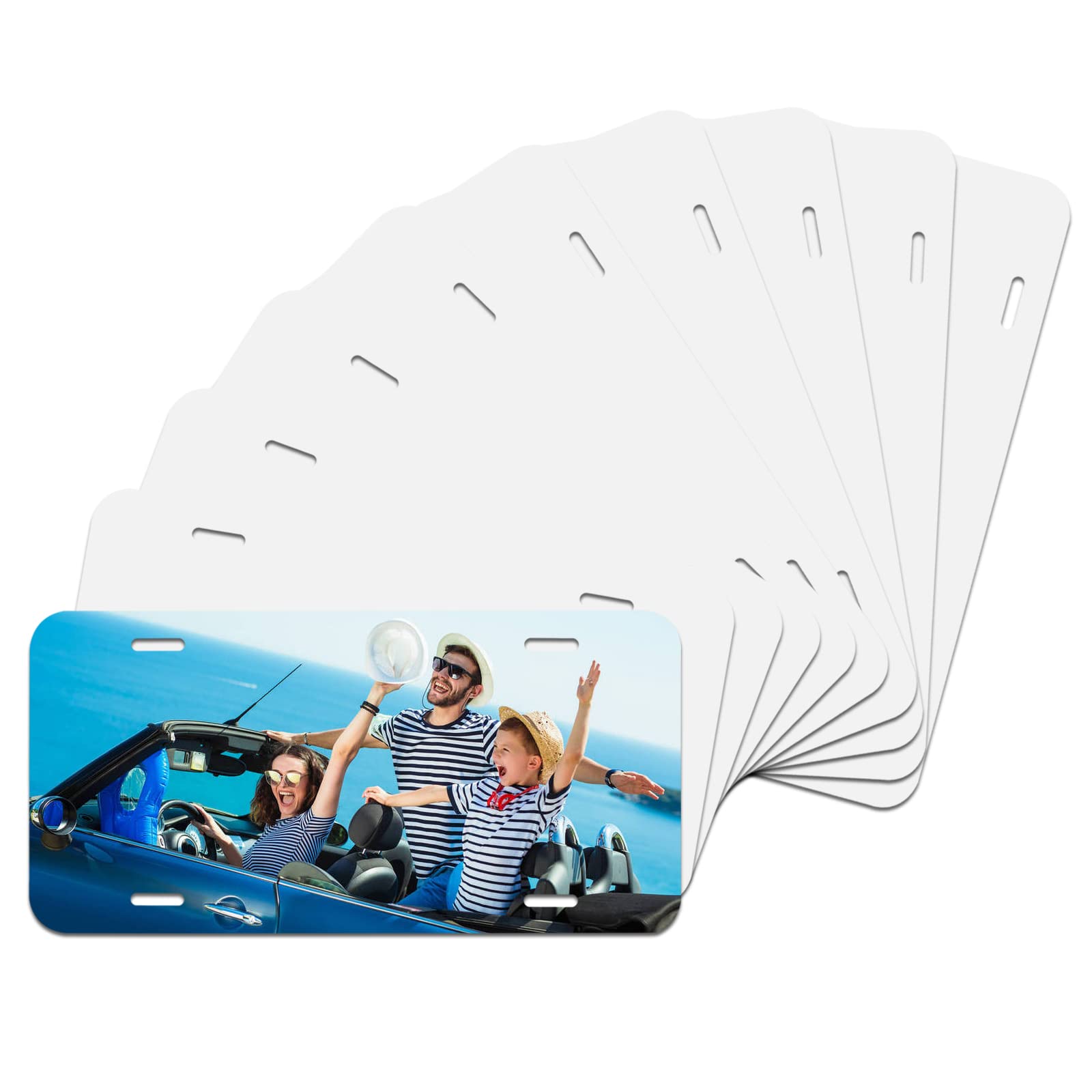 10 Pack Sublimation License Plate Blanks - 0.65mm Thick Aluminum Plates for Heat Transfer, DIY Custom Design (White) - Perfect for Car, Motorcycle & Home Decoration Projects