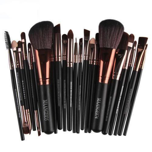 22 Piece Professional Makeup Brush Set - Soft Synthetic Bristles for Foundation, Blending, Eyeshadow - Perfect for Makeup Artists & Beginners (Home Use, Travel, Professional Kit)