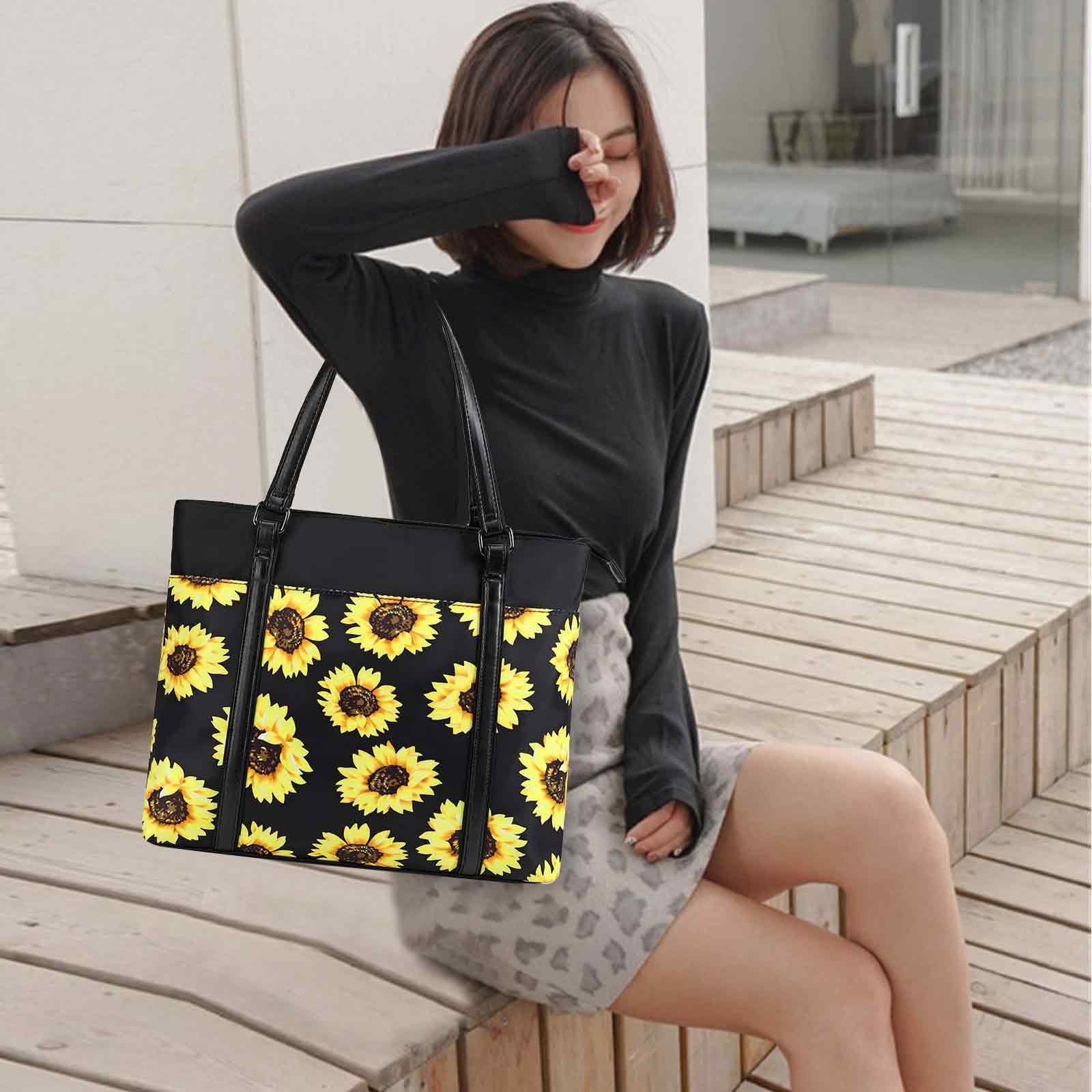 Stylish Women's Canvas Laptop Tote Bag - Lightweight Work Purse & Shoulder Bag Fits 15.6 Inch Laptop | Perfect for Office, Business Travel & Daily Commute