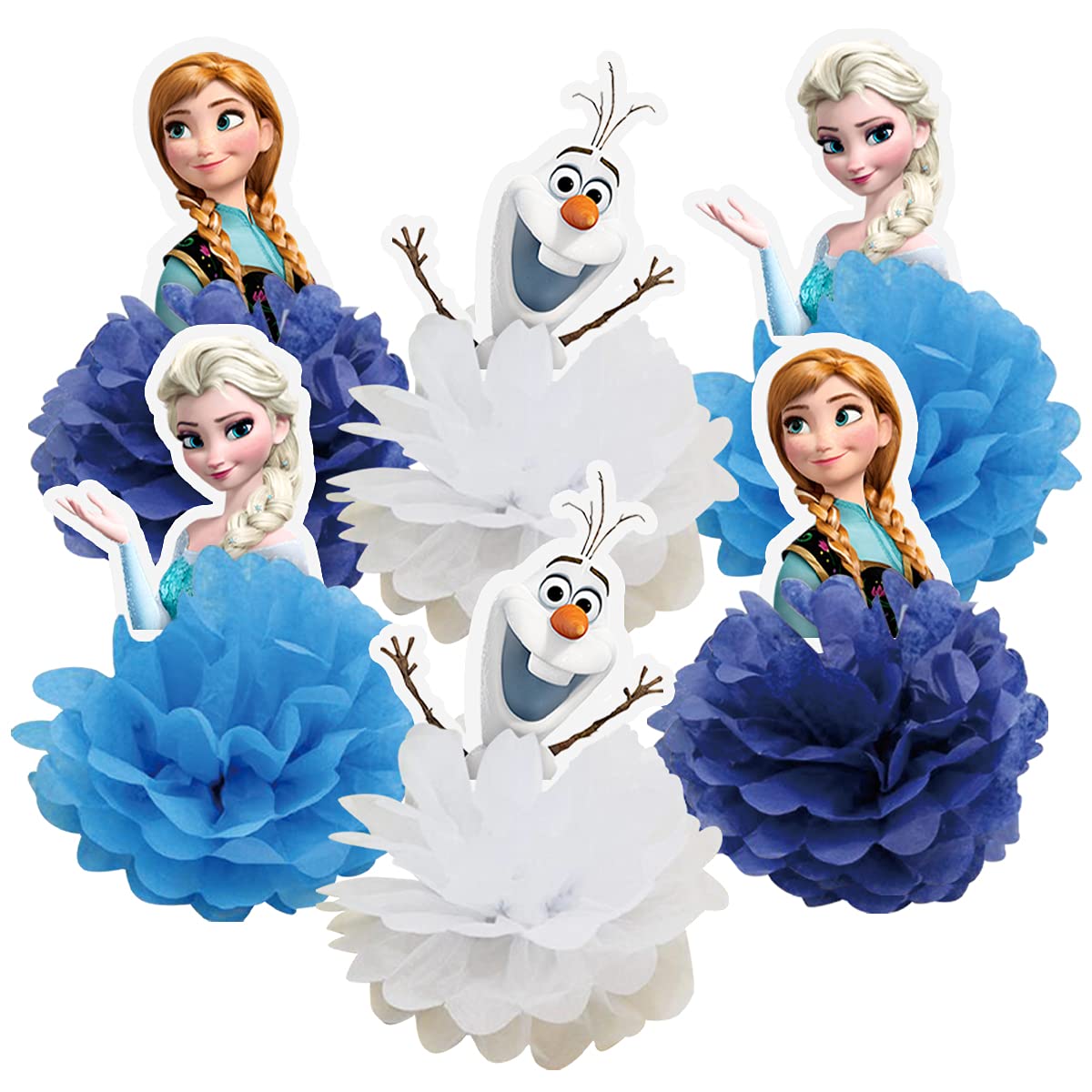 6 Pack Frozen Honeycomb Paper Centerpieces for Birthday Party Decorations - Elsa Themed Table Decor, Winter Wonderland Party Supplies - Perfect for Kids' Birthday, Baby Shower & Holiday Celebrations