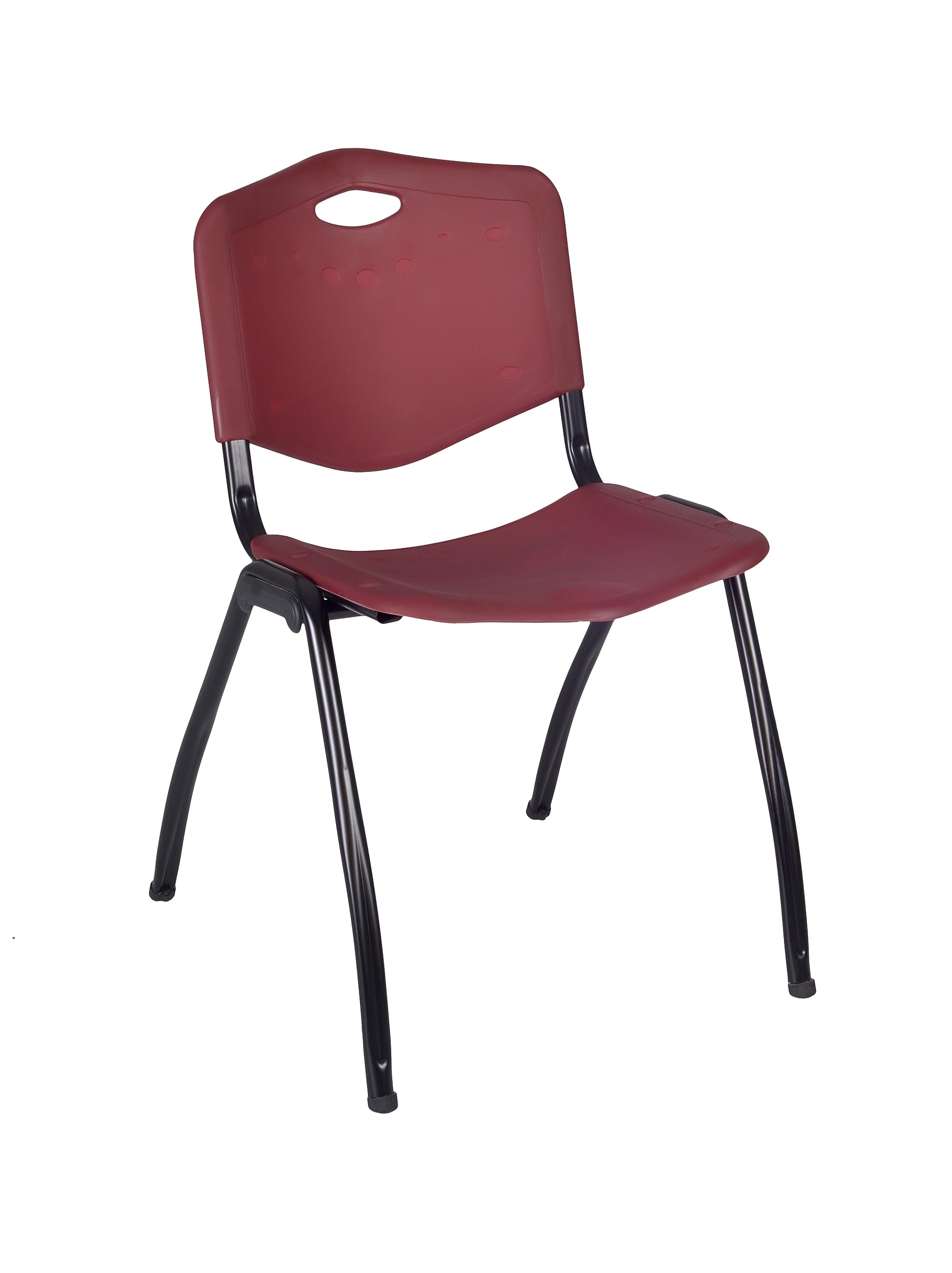 Regency Kobe 30-Inch Square Breakroom Table with 4 Stackable Chairs - Cherry Wood & Burgundy Upholstery - Office, Conference Room, Cafeteria Dining Furniture Set