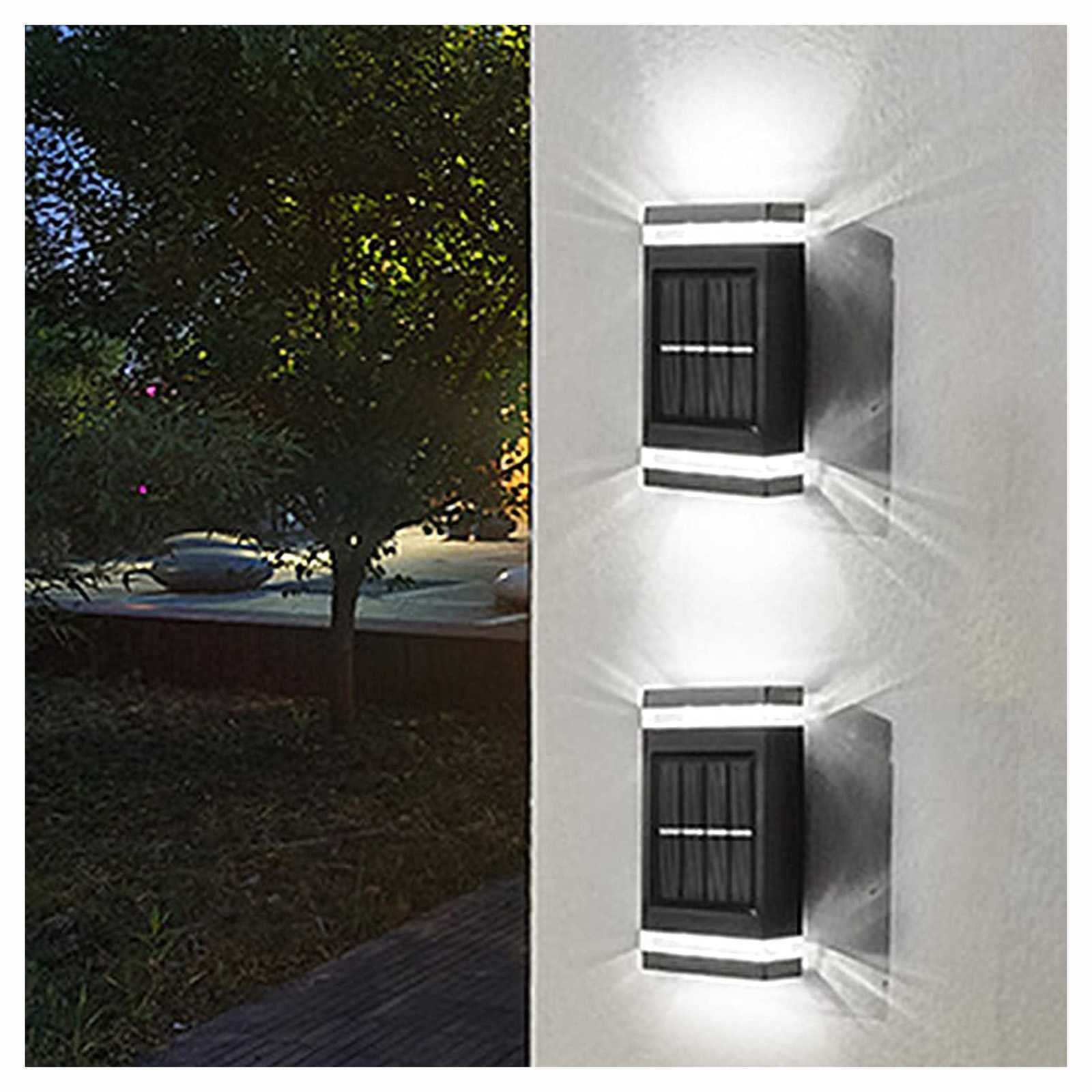 2 Pack Solar LED Wall Lights - Up & Down Outdoor Lighting, Waterproof IP65 Modern Solar Lights for Garage, Yard, Patio - Perfect for Pathway, Garden, and Deck Illumination