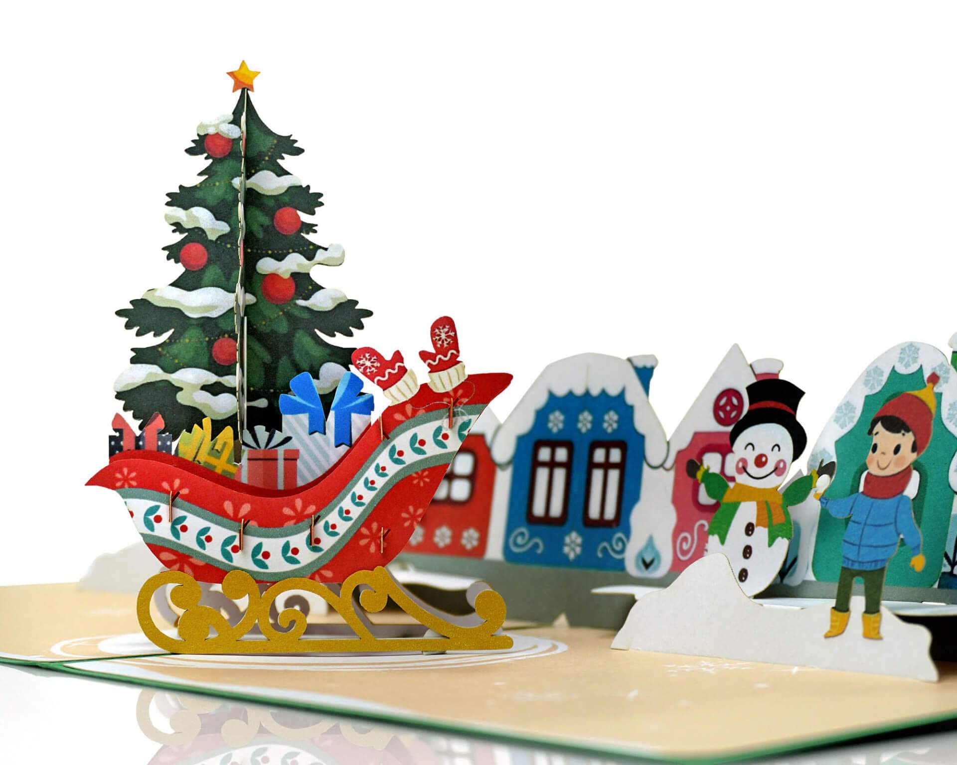 3D Christmas Snowtown Pop Up Card with Snowman - Festive Holiday Greeting Card for Son, Husband - Unique 3D Xmas Cards for Family & Friends - Perfect for Christmas Wishes, Office Gifts & Holiday Decorations