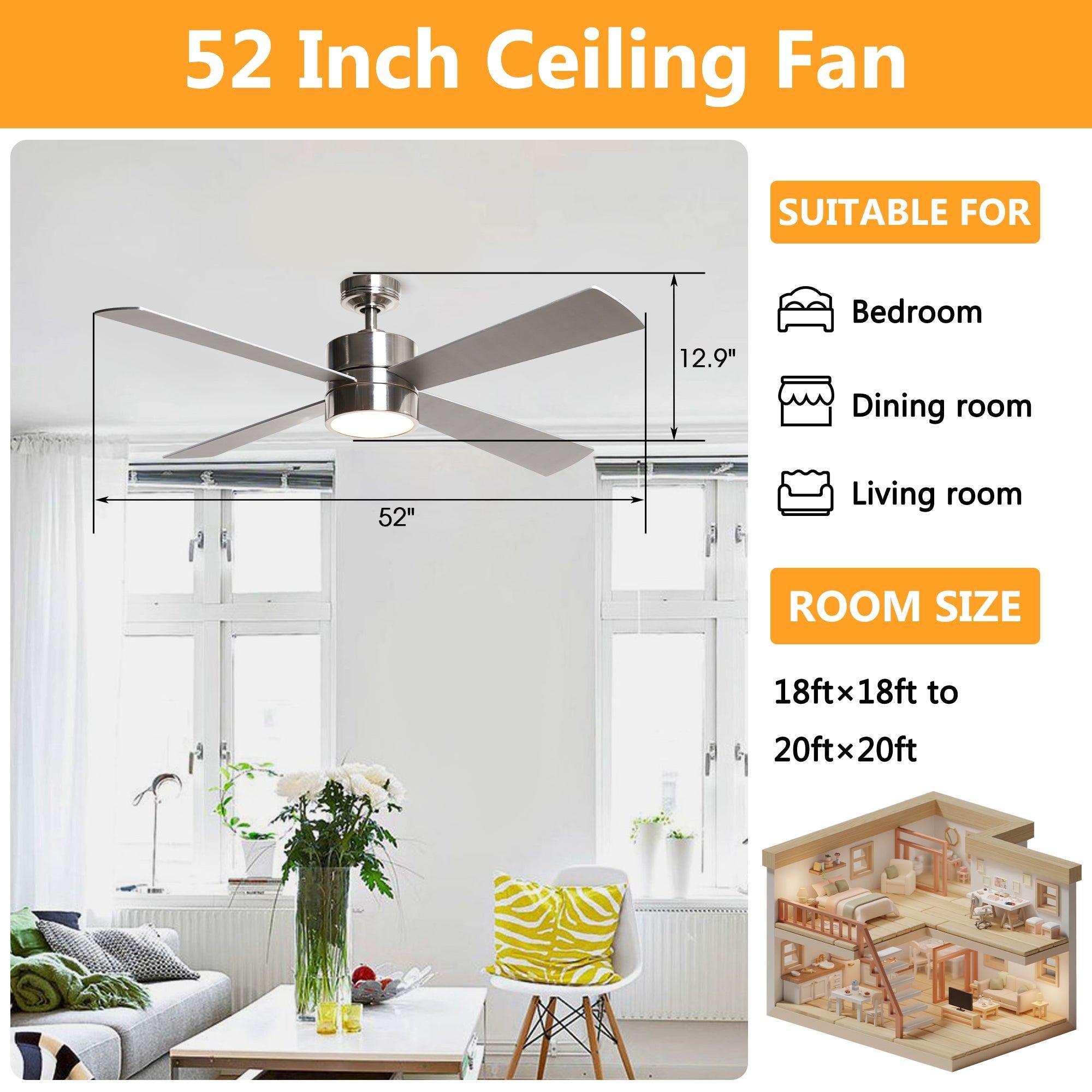 52 Inch Bucholz Industrial Ceiling Fan with Dimmable LED Light - Perfect for Warehouses, Garages, and Large Commercial Spaces
