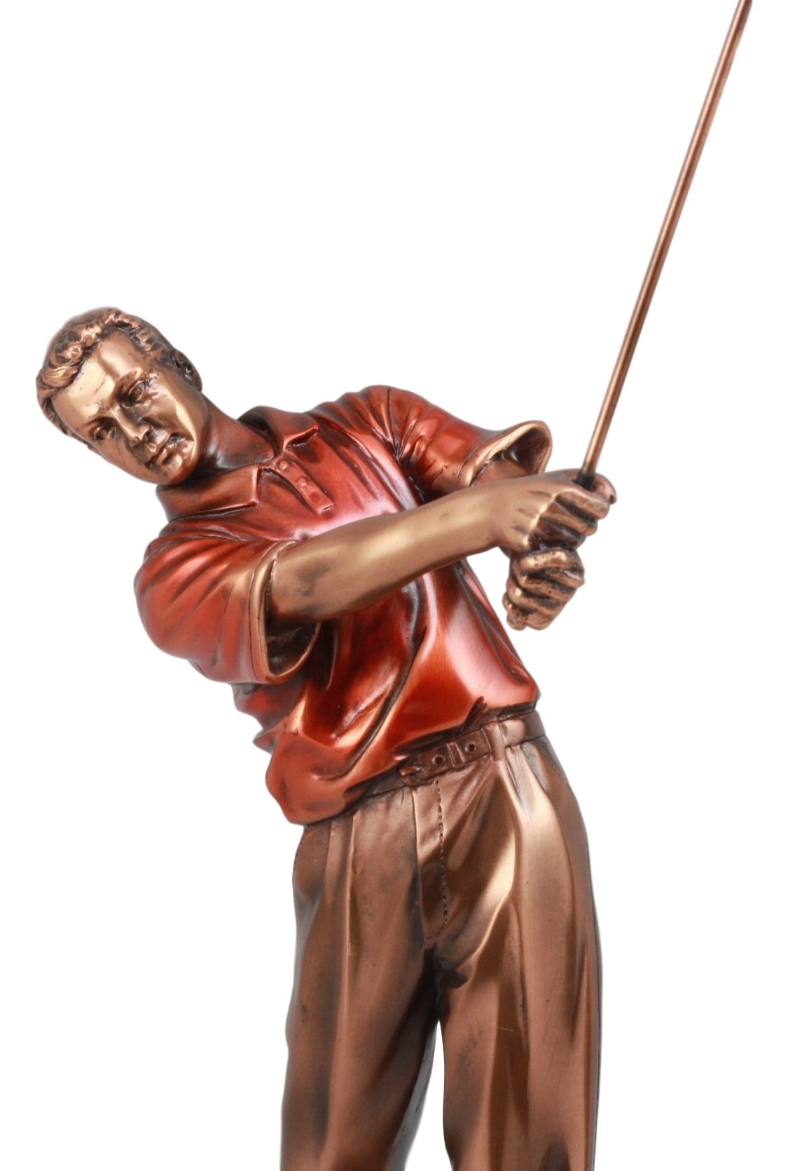 Ebros Bronze Electroplated Golf Swinging Club Statue - 15.25