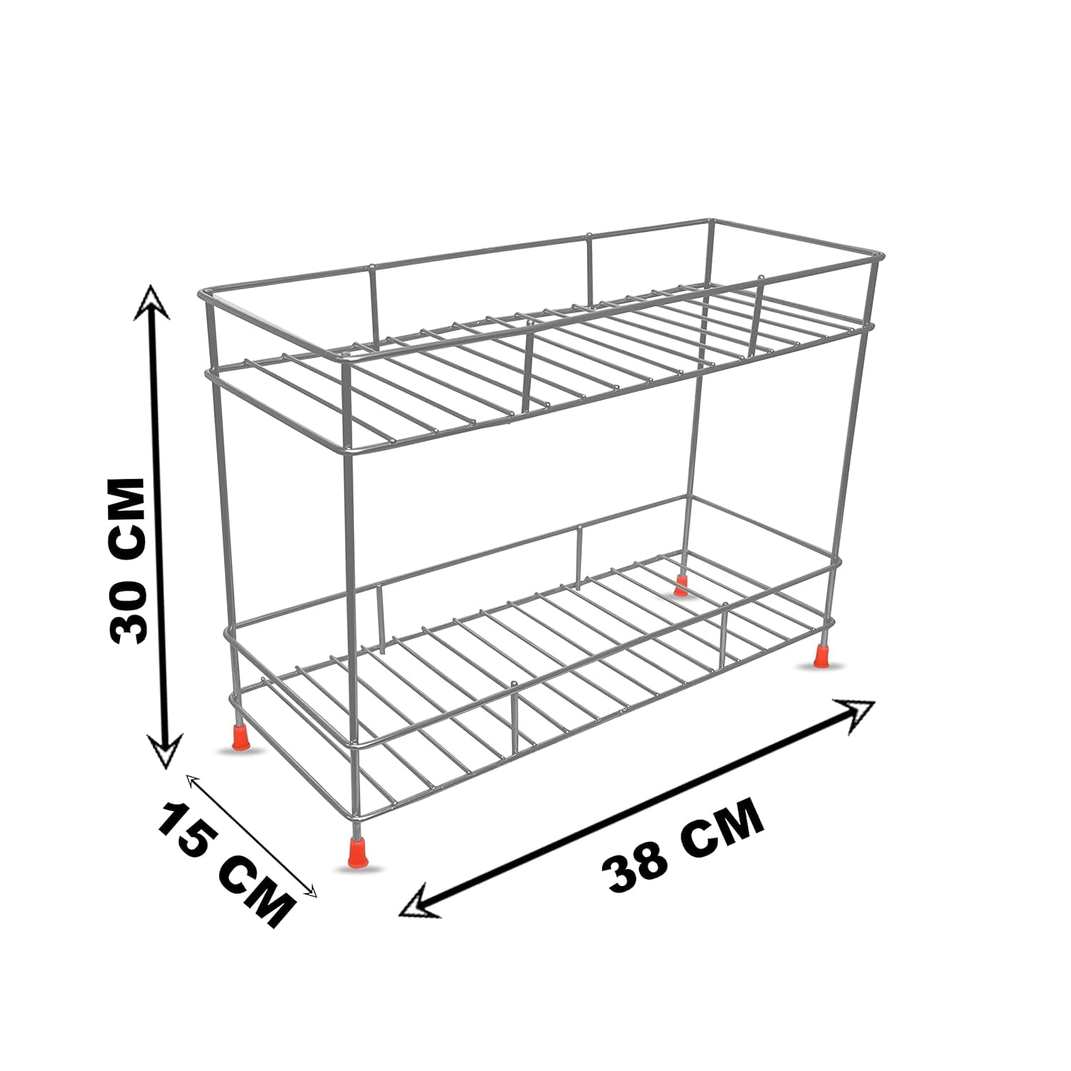 CR18 COLLECTION Premium 2-Tier Kitchen Storage Rack - Space Saving Organizer for Kitchen, Office & Home - Durable Metal Shelf for Spices, Books & Decor - Perfect for Small Spaces & Clutter-Free Organization