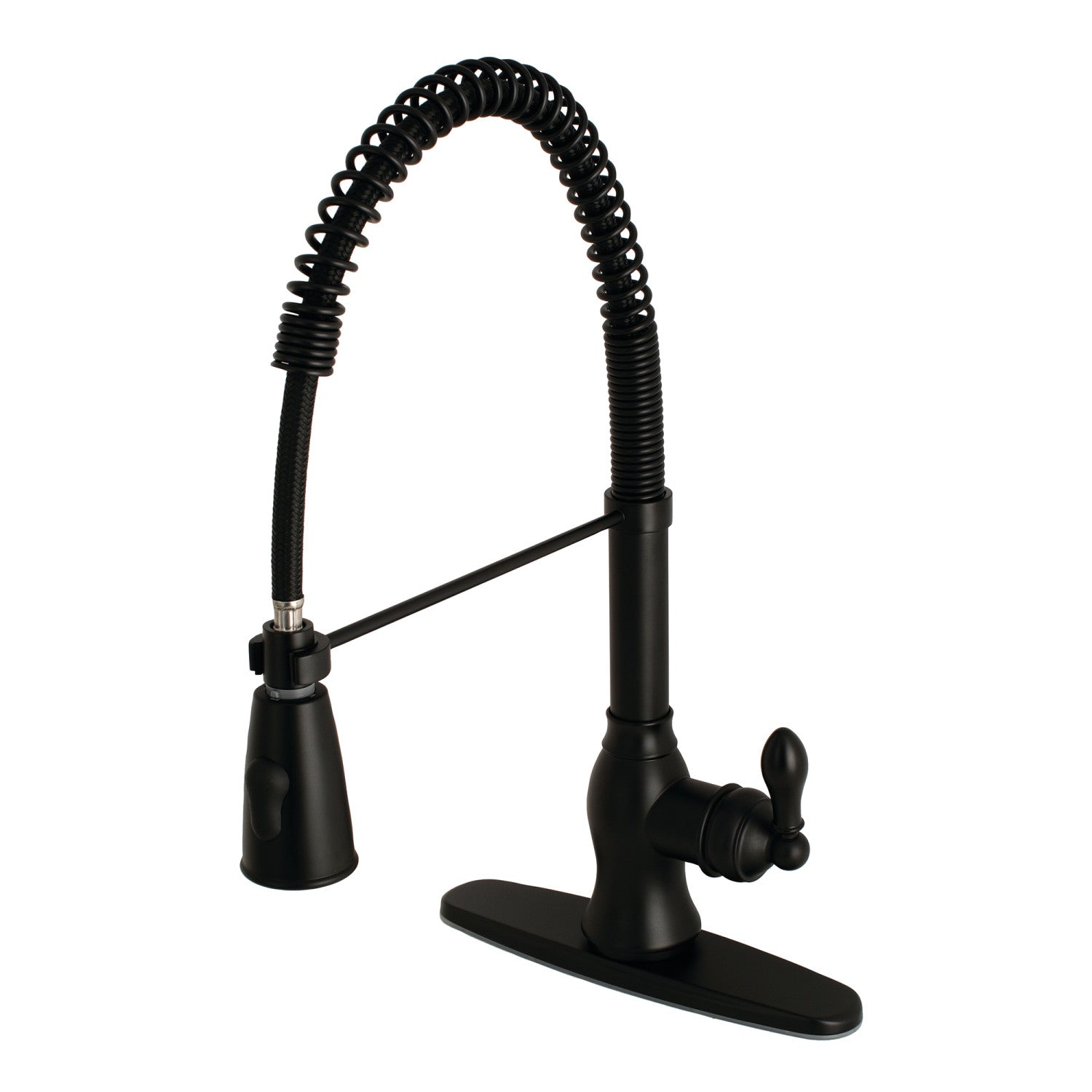 American Classic GSY8890ACL Single Handle Deck Mount Kitchen Faucet with Pre-Rinse Sprayer - 1 or 3 Hole Installation - Matte Black Finish for Modern Farmhouse & Commercial Style Kitchens