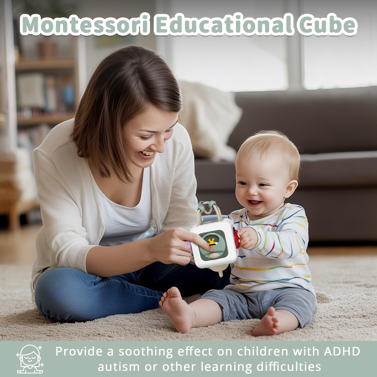 **Montessori Baby Busy Board Cube - Sensory Learning Toy for 1-3 Year Old Girls & Boys | Fine Motor Skills Development | Travel & Airplane Activity Toy | Ideal Birthday Gift for 6+ Months (Perfect for Home, Car & Daycare Play)**