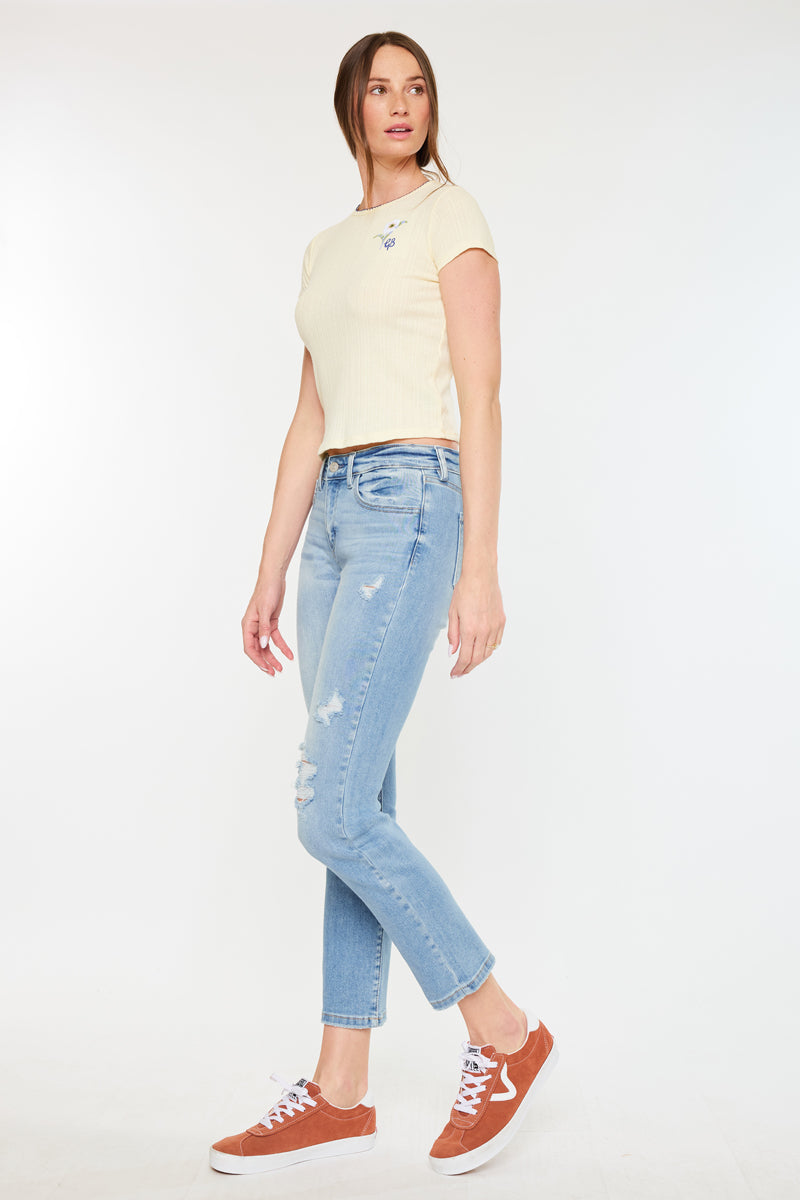 Isabella Essentials Mid Rise Slim Straight Jeans for Women - Comfortable Stretch Denim Pants for Casual Wear & Everyday Outfits