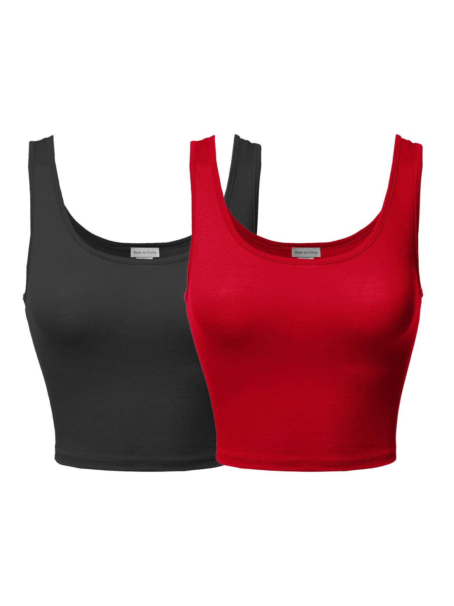 Emma Women's Junior Sleeveless Crop Tank Top - Soft Solid Basic Tee for Casual Wear, Summer Outfits, Layering & Gym