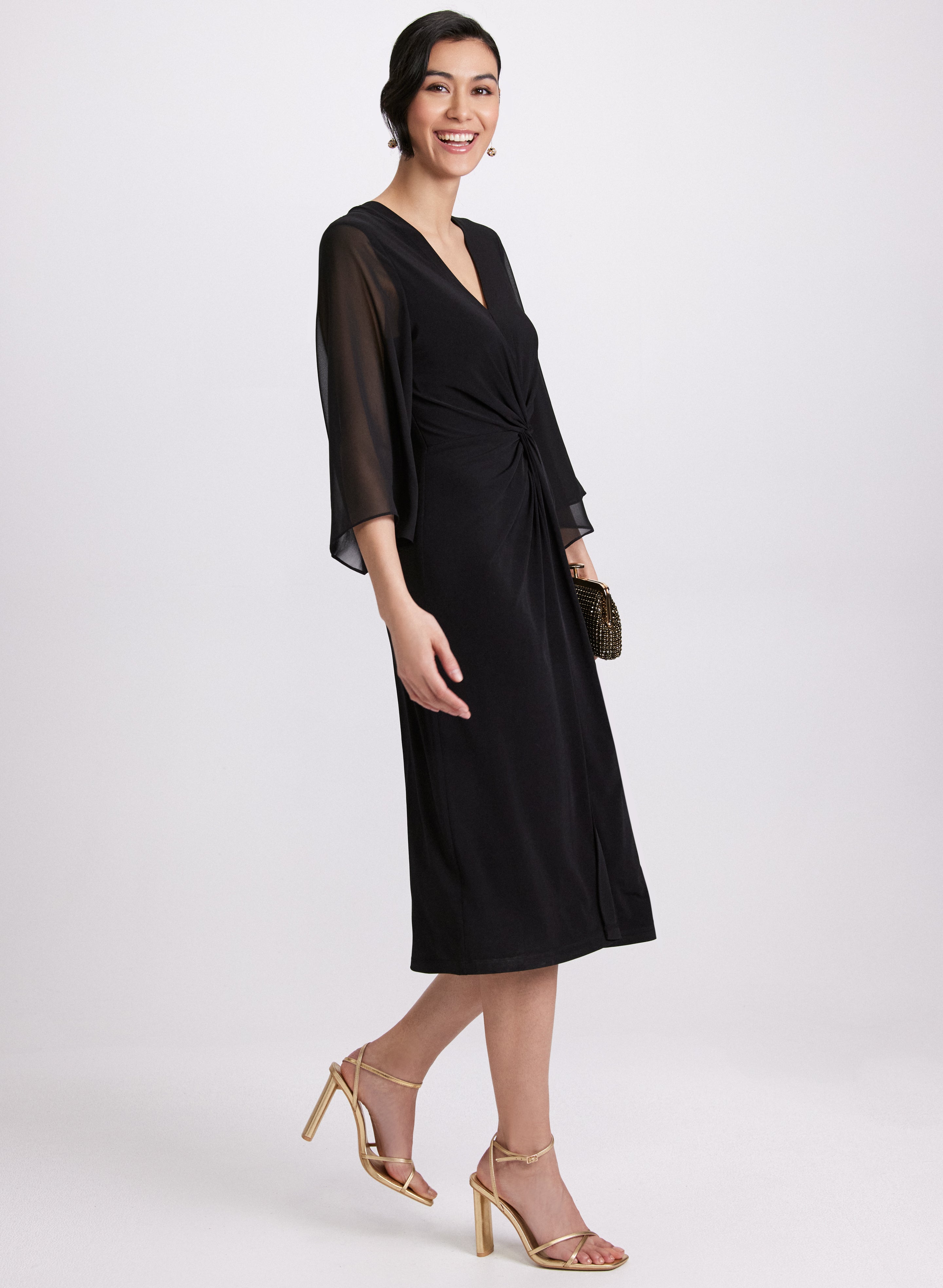 Elegant Chiffon Sleeve Dress for Women - Flowy Summer Party & Wedding Guest Dress - Perfect for Beach Vacations, Date Nights & Special Occasions