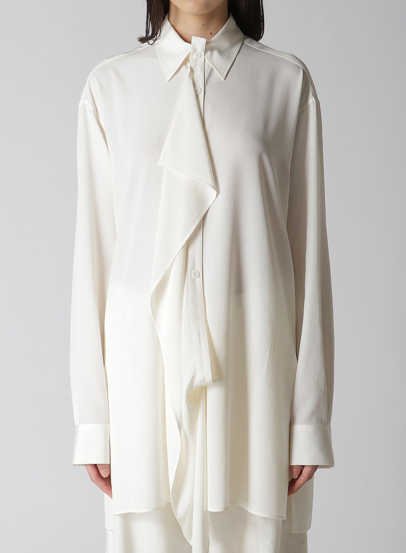 Elegant Crepe de Chine Blouse with Placket - Perfect for Office Wear & Casual Outfits