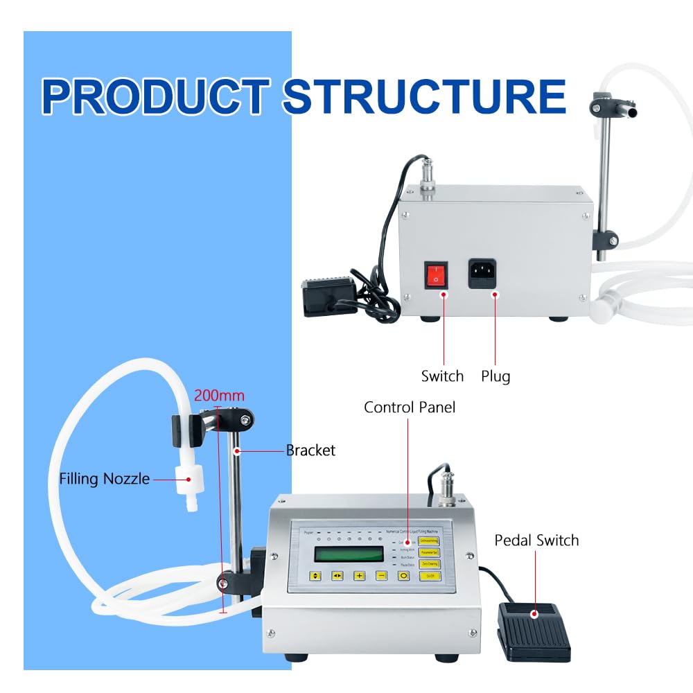 **Digital Liquid Filling Machine 5-3500ml, GFK-160A Juice Water Bottle Dosing Filler with Foot Pedal – Perfect for Home Brewing, DIY Cosmetics & Small Business Packaging**