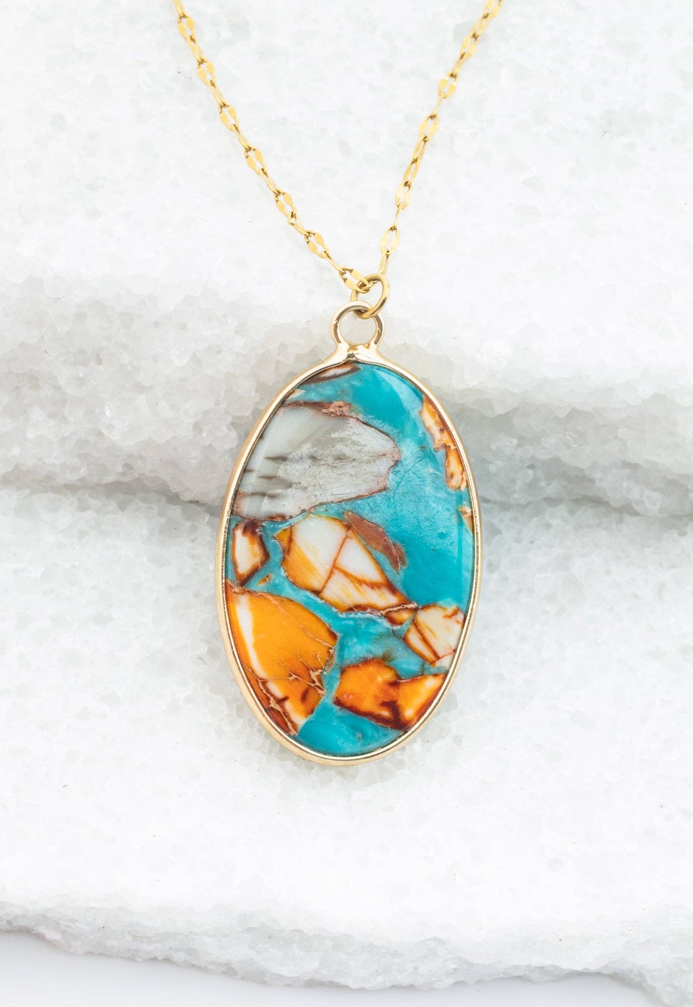 Sierra Bloom Turquoise Emperor Stone Necklace for Women - Handmade Boho Jewelry - Perfect for Casual Wear, Parties & Gifts