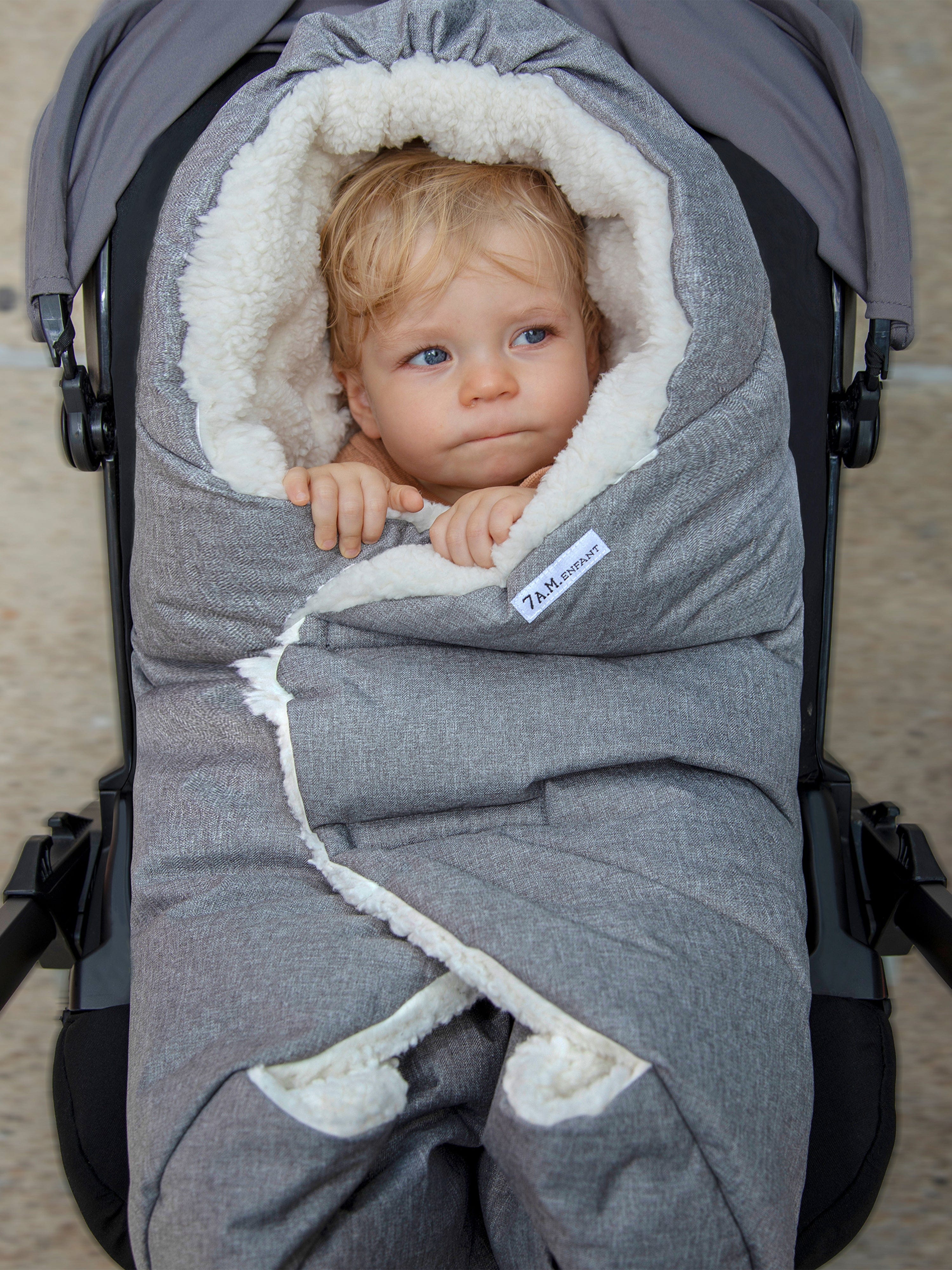 7AM Enfant Baby Nido Duvet Wrap - Soft Grey Infant Swaddle Blanket for Newborns | Perfect for Sleeping, Stroller & Car Seat Use
