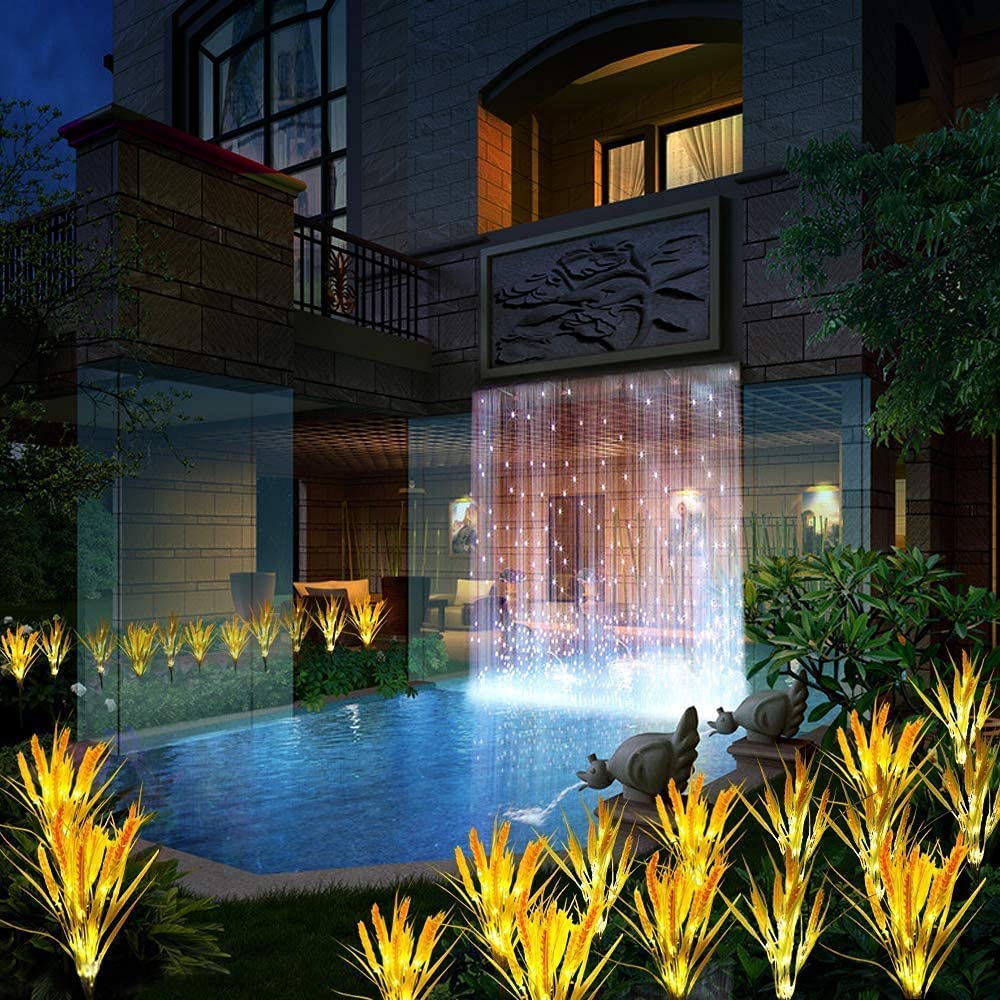 Idefair Solar Flower Lights - 2 Pack Outdoor Garden Stake Lights, Wheat Ear LED Solar Lights, Waterproof Solar Powered Decor for Yard, Lawn, Pathway & Wedding (Perfect for Patio, Backyard & Landscape Lighting)