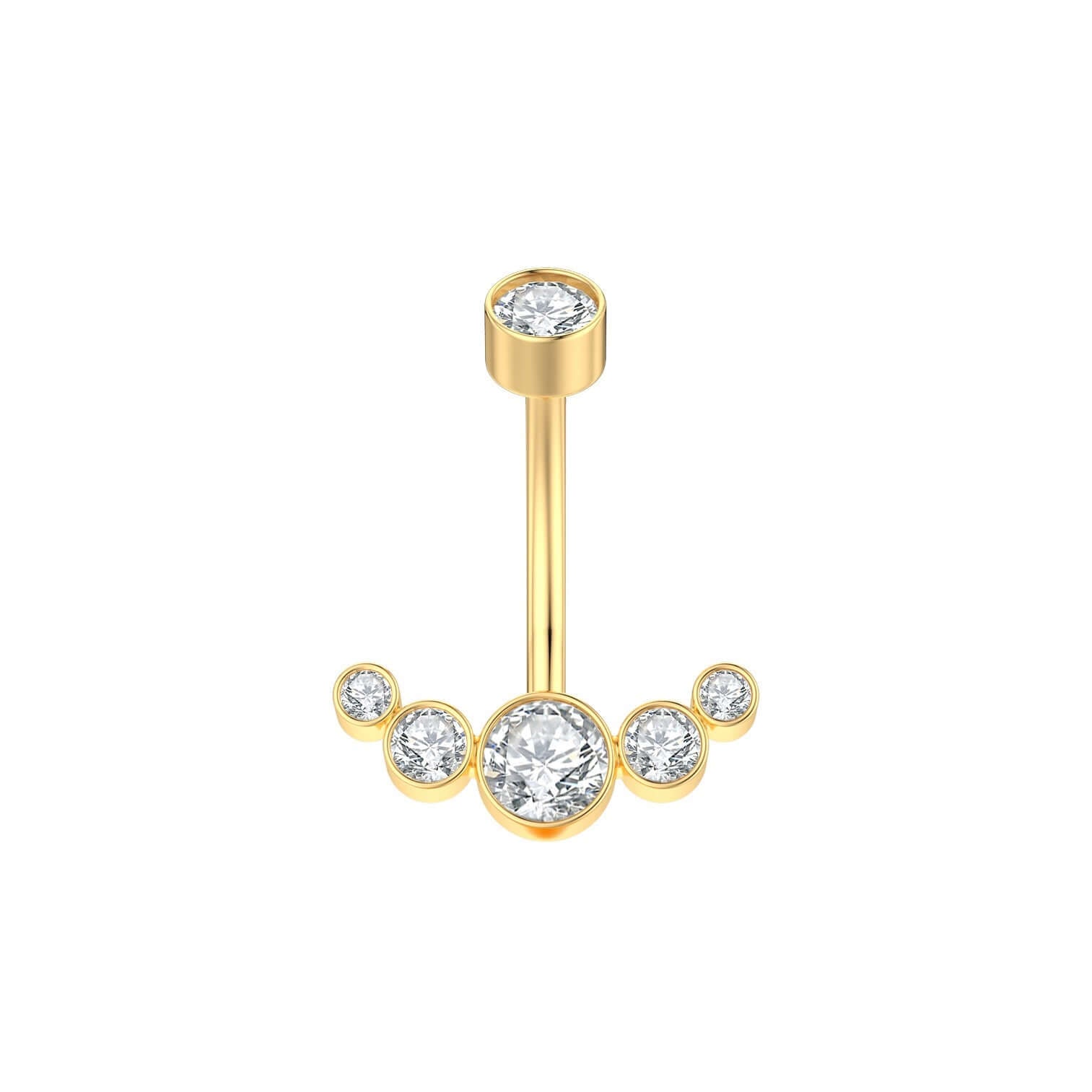 Czech Diamond Navel Ring - Premium 316L Surgical Steel Belly Button Ring | WH6012 for Body Piercing Jewelry & Belly Dance Accessories