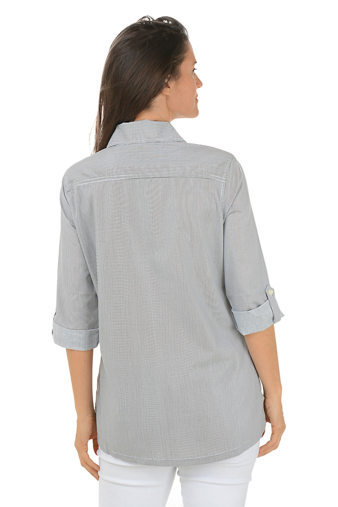 Black Rhinestone Pinstripe Shirt for Women - Elegant Sparkly Blouse for Party, Night Out & Special Occasions