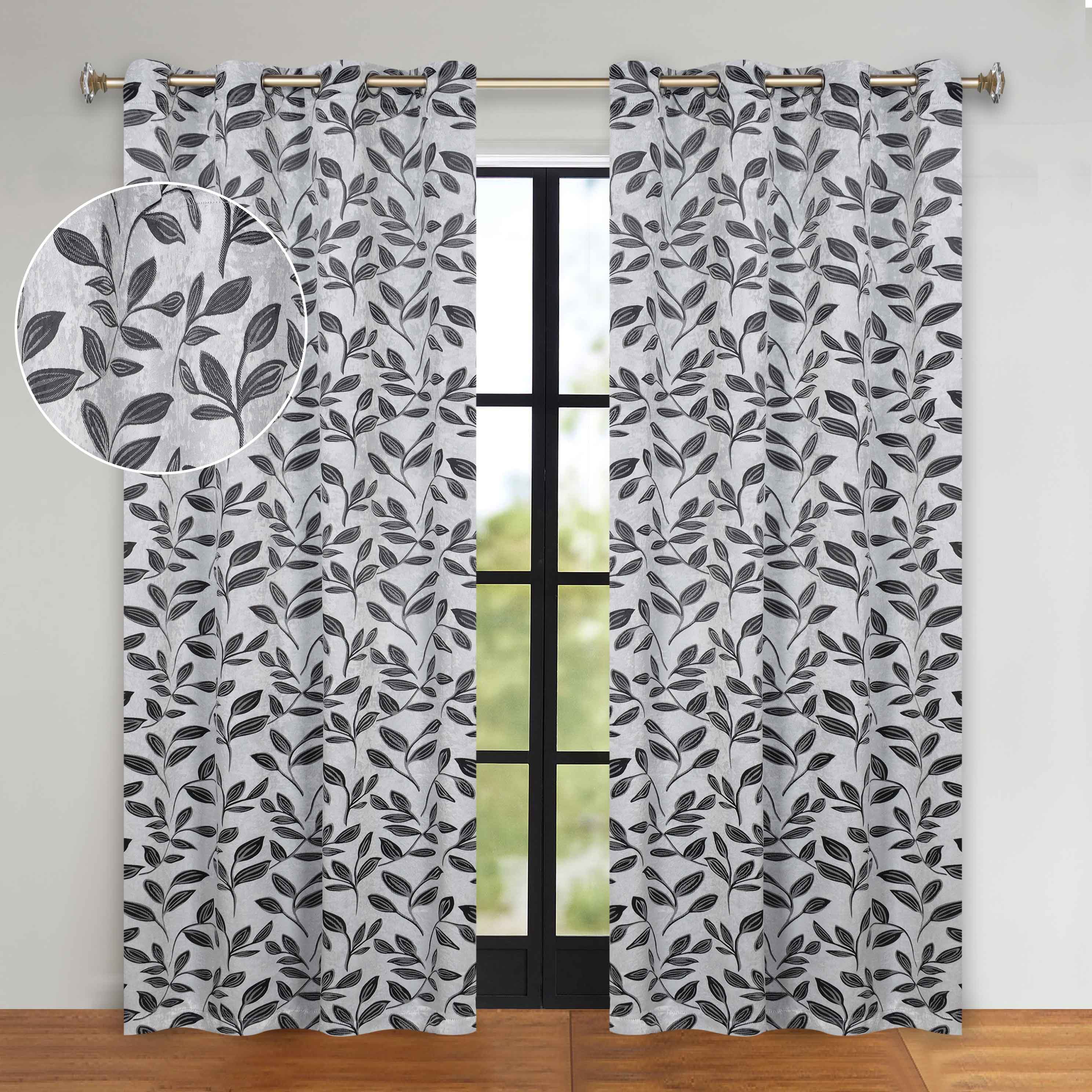 Leaves Grommet Blackout Curtains Set of 2 - Thermal Insulated Room Darkening Drapes for Bedroom & Living Room - Noise Reducing Window Treatment for Home Decor