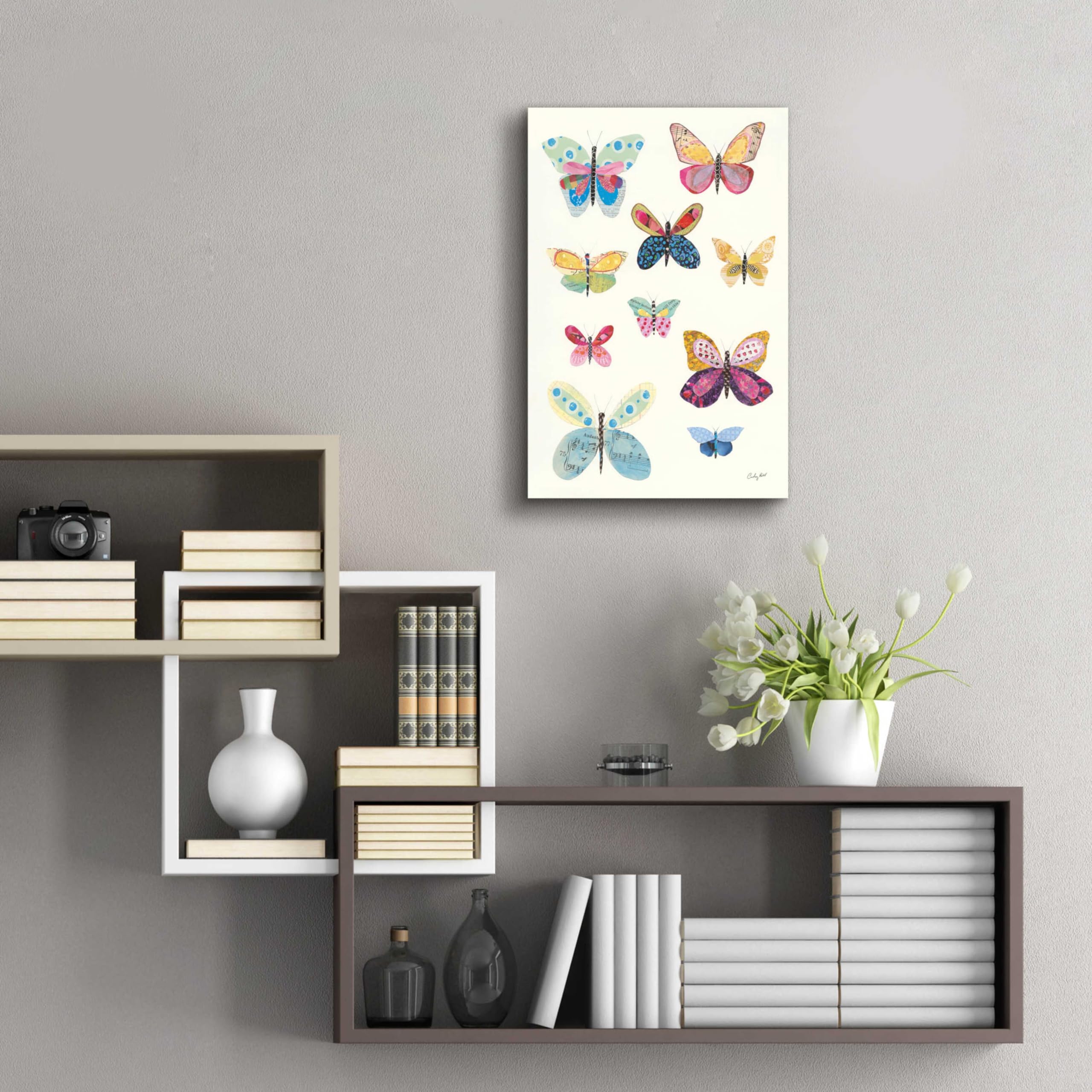 Courtney Prahl Butterfly Charts I - 16x24 Inch Acrylic Glass Wall Art Painting, Modern Abstract Home Decor for Living Room, Bedroom & Office