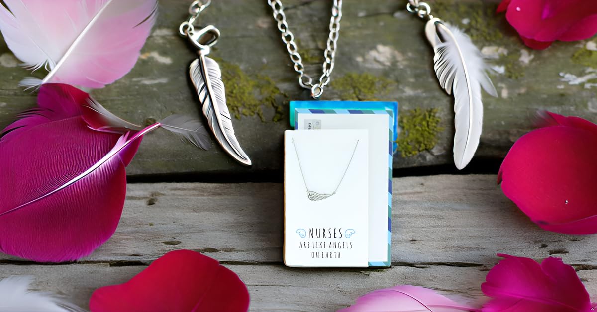 Quan Jewelry Best Nurse Gifts & Graduation Gifts for Nurses - Angel Wing Friendship Necklace for Women | Perfect for Nursing School Graduation, Appreciation Gifts & Best Friend Presents