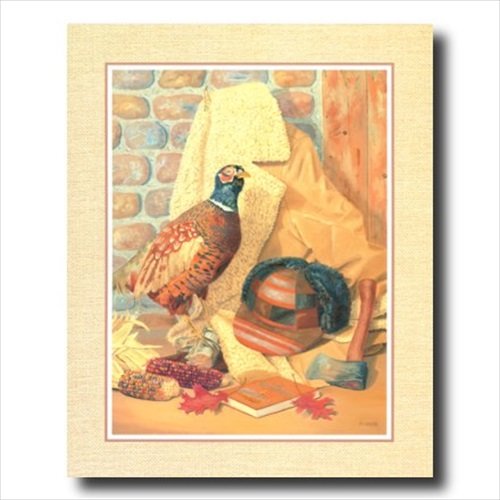 Pheasant Corn Hat Hunting Cabin Wall Art Print - Framed Honey Decor for Rustic Home, Lodge & Cabin Decor