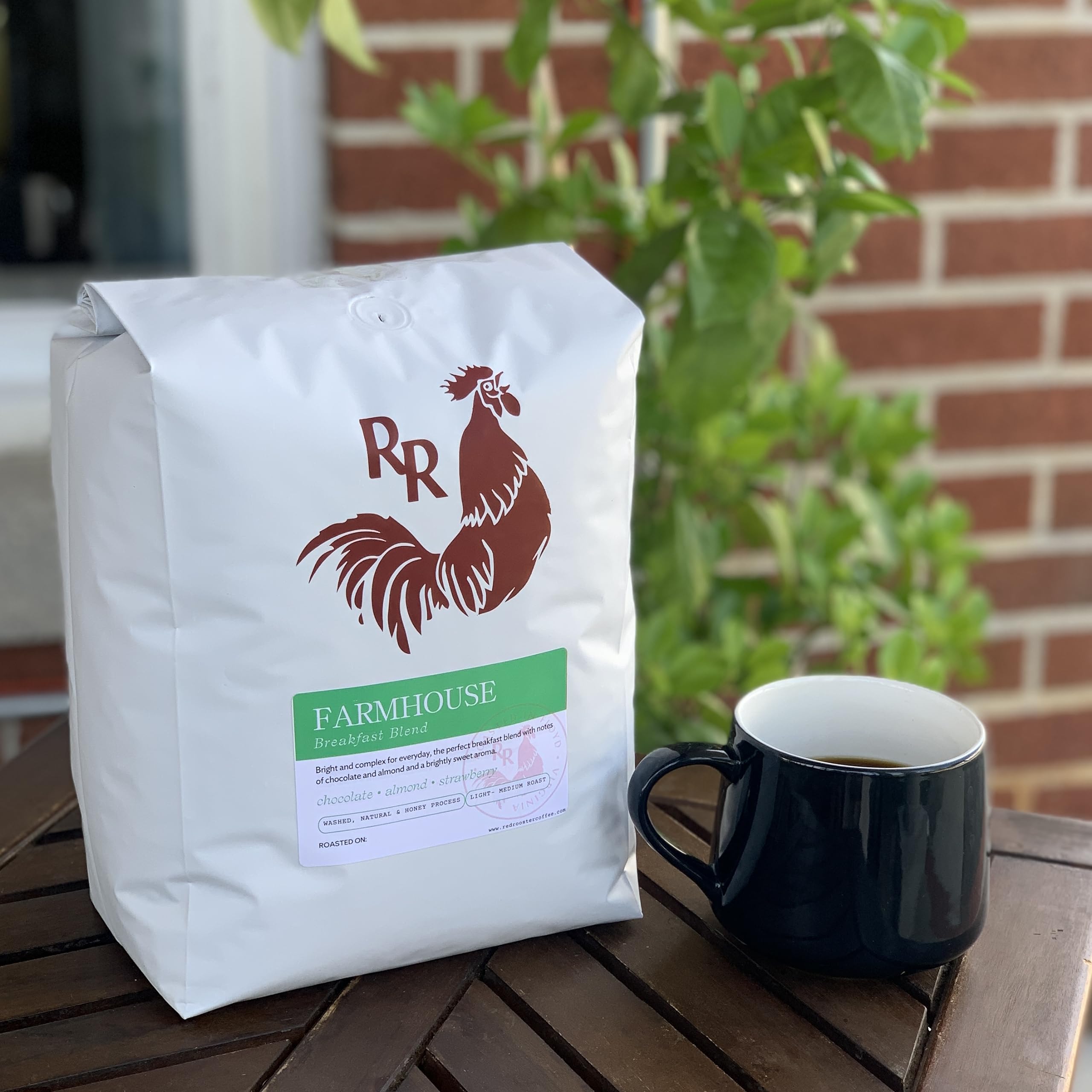 Organic Red Rooster Coffee Roaster - Farmhouse Breakfast Blend Whole Bean Coffee, 5 Pound Bag | Perfect for Home Brewing, Office Use & Gifts