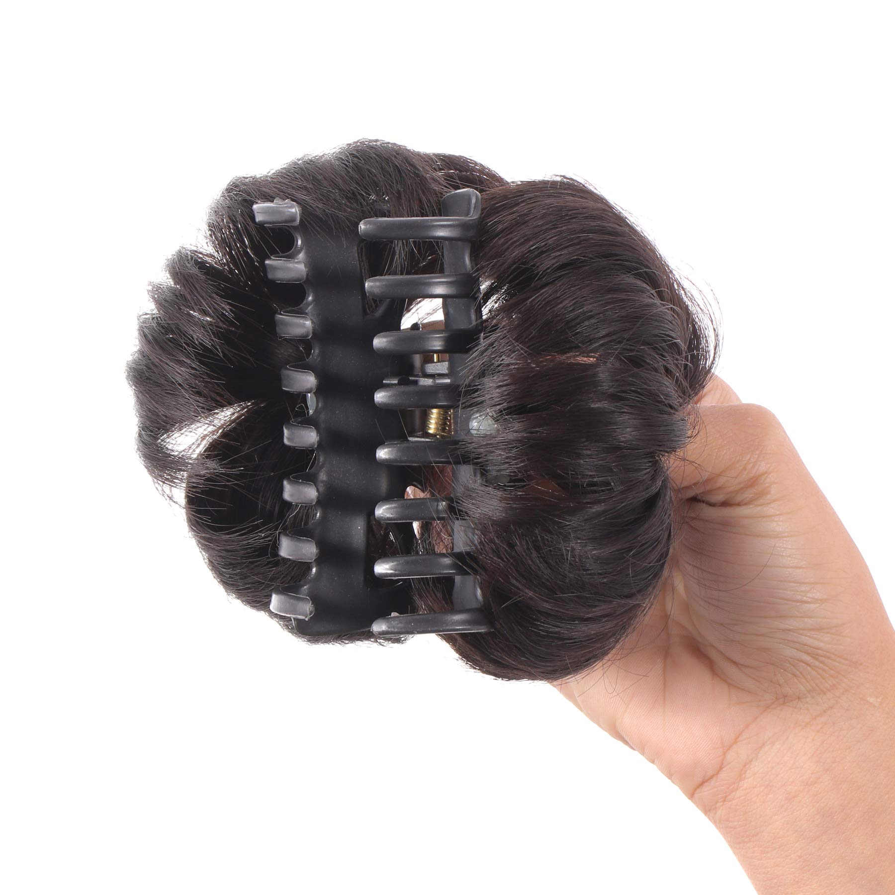 NAVMAV Claw Clip for Messy Bun - Wavy Curly Hair Clip in Chignon Ponytail Updo Hair Extensions for Women (Black 09) | Perfect for Casual Outings, Work & Special Occasions