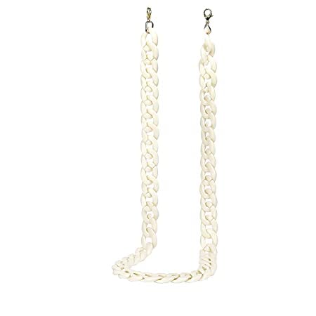 Lightweight AyanAarsh White Mask Holder Chain Necklace with Gold Clip - Stylish Face Mask Lanyard for Women & Men | Perfect for Work, Travel, and Daily Use