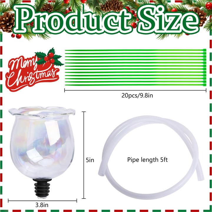 EBaokuup 59 Inch Flower Shape Christmas Tree Watering System - Laser Glass Tree Watering Funnel with 5 Ft Silicone Hose & Retaining Straps - Long Funnel Waterer for Indoor & Outdoor Plants - Perfect for Holiday Decor, Garden Care, and Easy Plant Maintenance