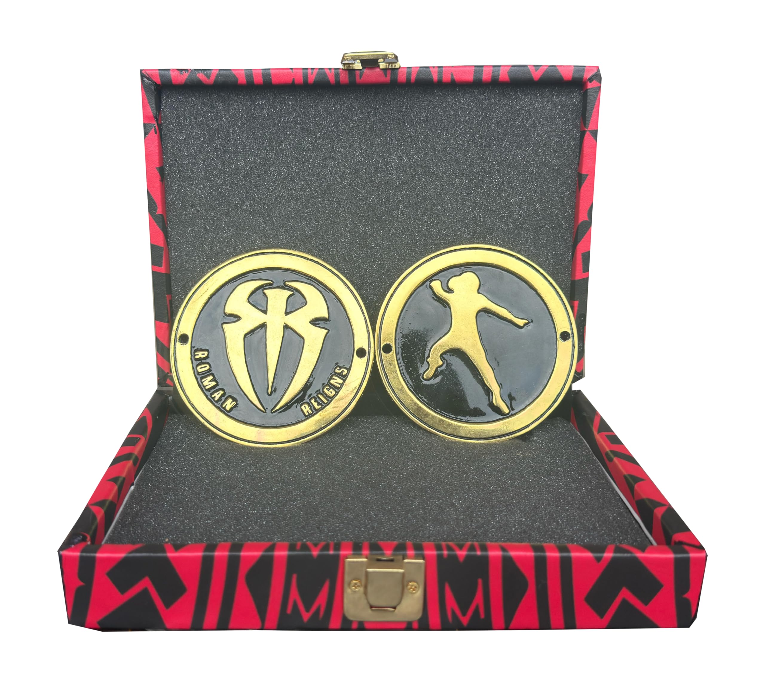 Roman Reigns WWE Signature Punch Replica Side Plates Set - Official WWE Merchandise for Collectors & Wrestling Fans