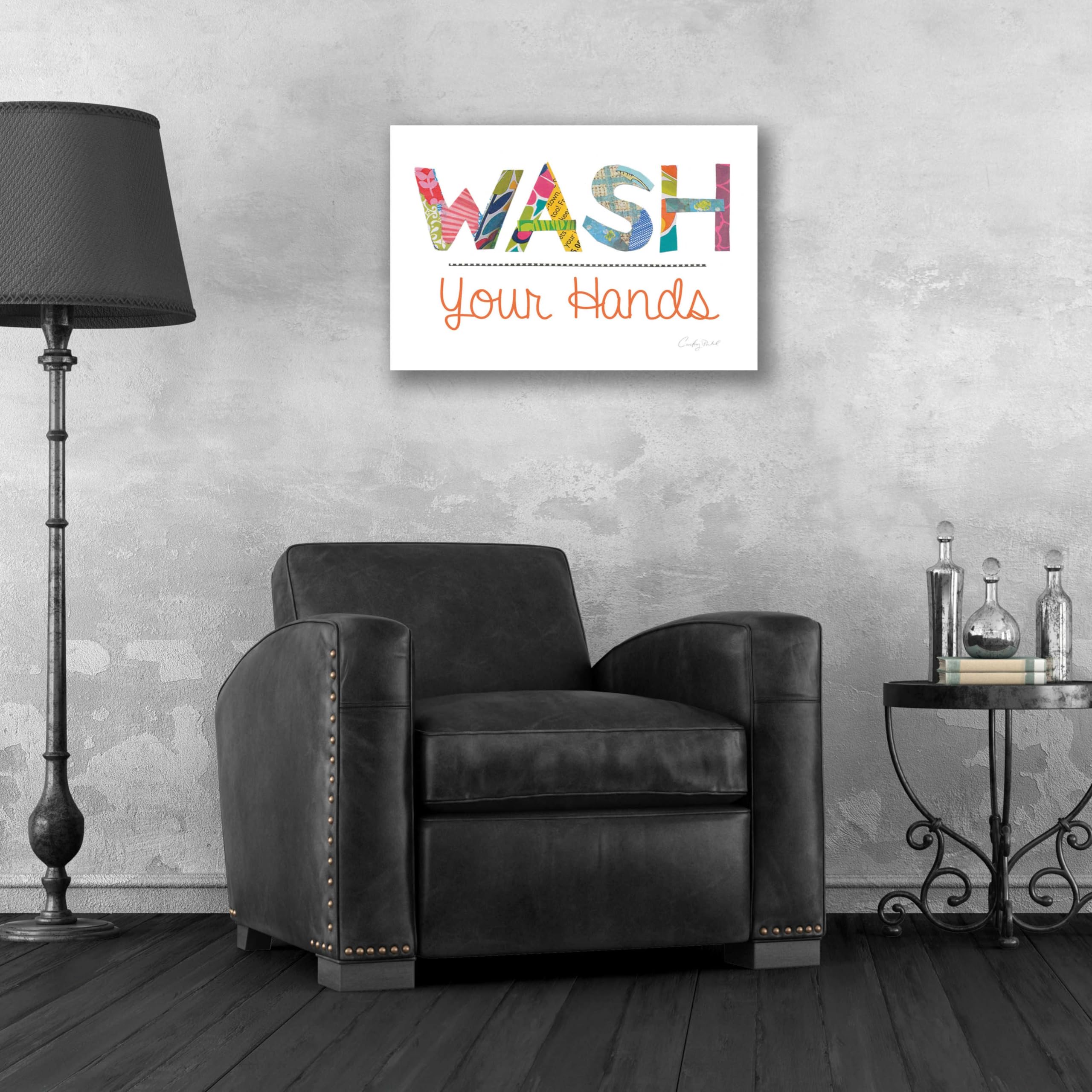 Epic Art 'Wash Your Hands' by Courtney Prahl - 24x16 Inch Acrylic Glass Wall Decor - Modern Bathroom & Kitchen Sign - Perfect for Home, Office, or Restaurant Hygiene Reminder