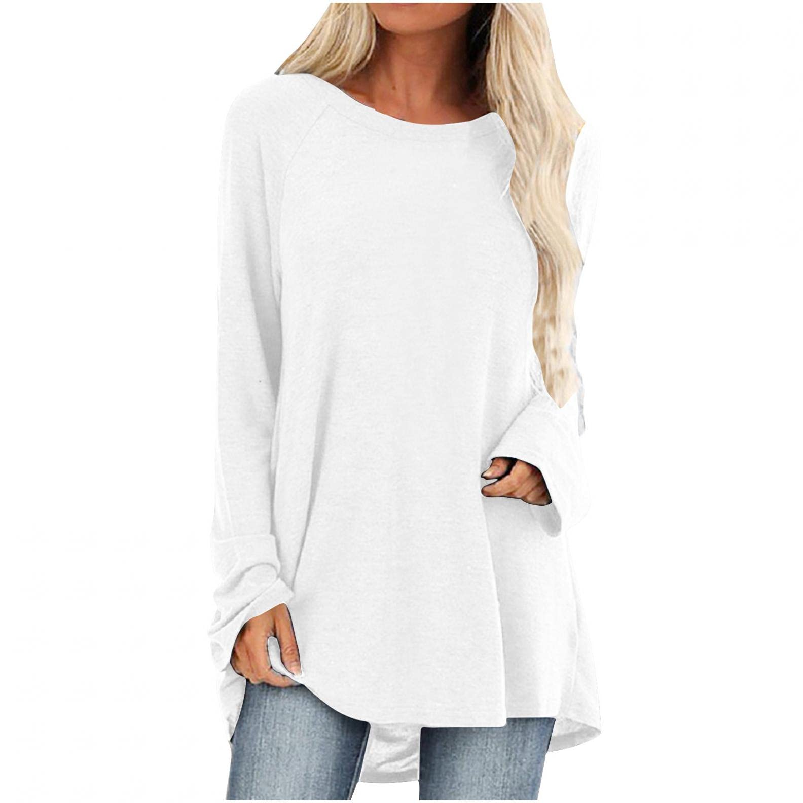 2021 Women's Casual Short Sleeve Oversized T-Shirt - Summer Round Neck Tunic Blouse in White (XX-Large) | Perfect for Beach Outings, Lounge Wear & Everyday Comfort