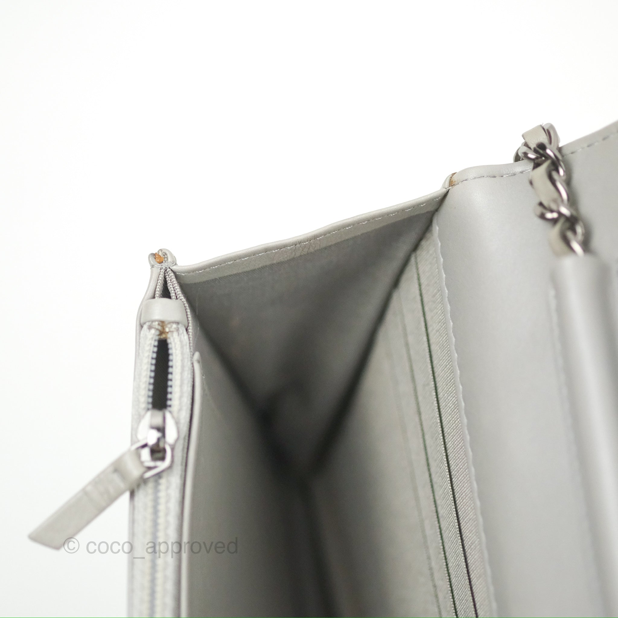 Chanel Chevron Boy Wallet on Chain WOC in Grey Lambskin with Gun Metal Hardware - Luxury Crossbody Bag for Women, Perfect for Evening Events & Daily Use
