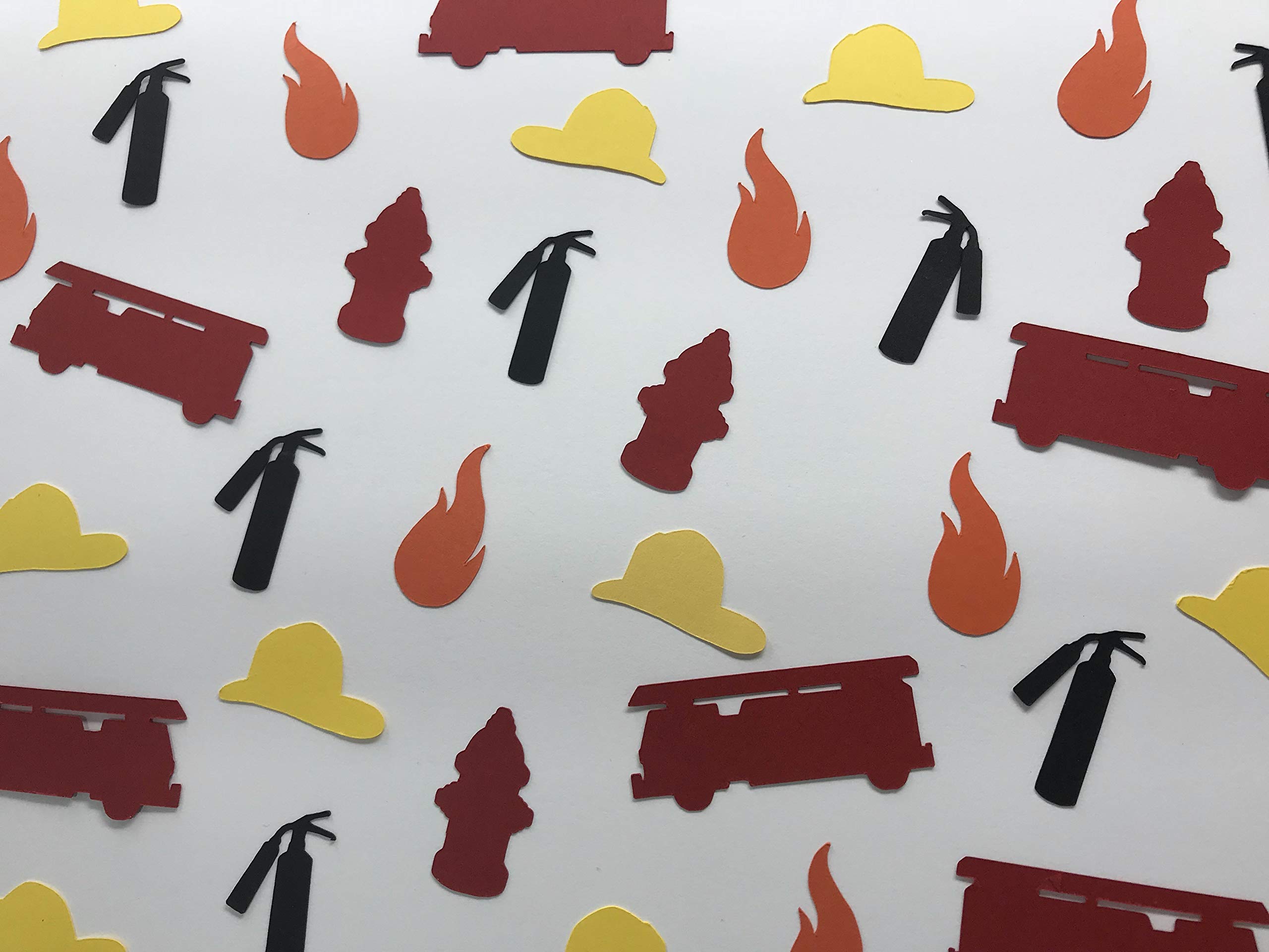 Fireman Confetti - 250pcs Fire Truck Shaped Confetti for Fireman Birthday Party Decorations, Little Boy Birthday, Retirement Celebration & Firefighter Themed Events - Perfect for Cake Toppers, Table Scatters & Party Favors