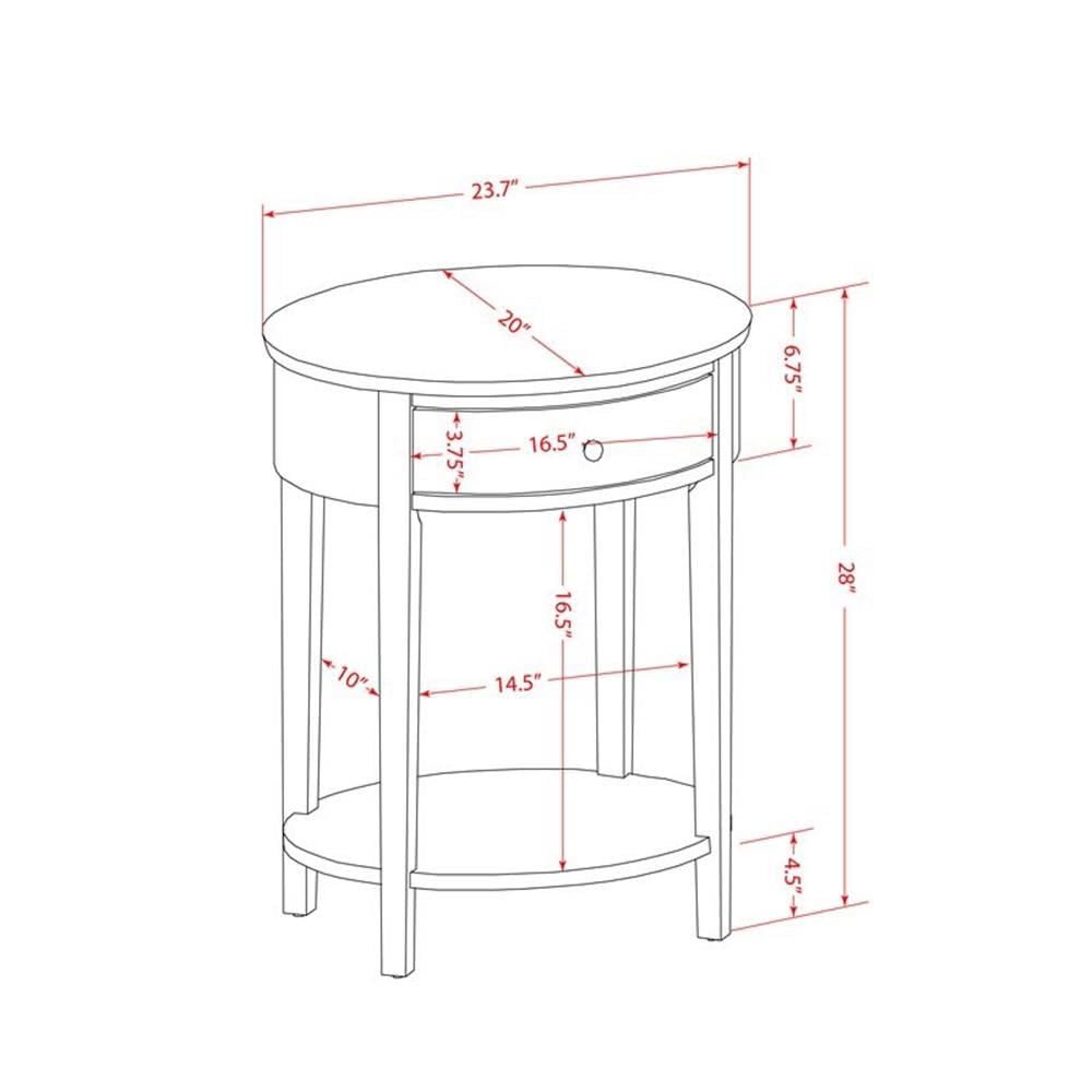 Modern End Table with Wooden Drawer - East West Furniture HI-13-ET - Sturdy Burgundy Finish Nightstand for Bedroom, Living Room & Office