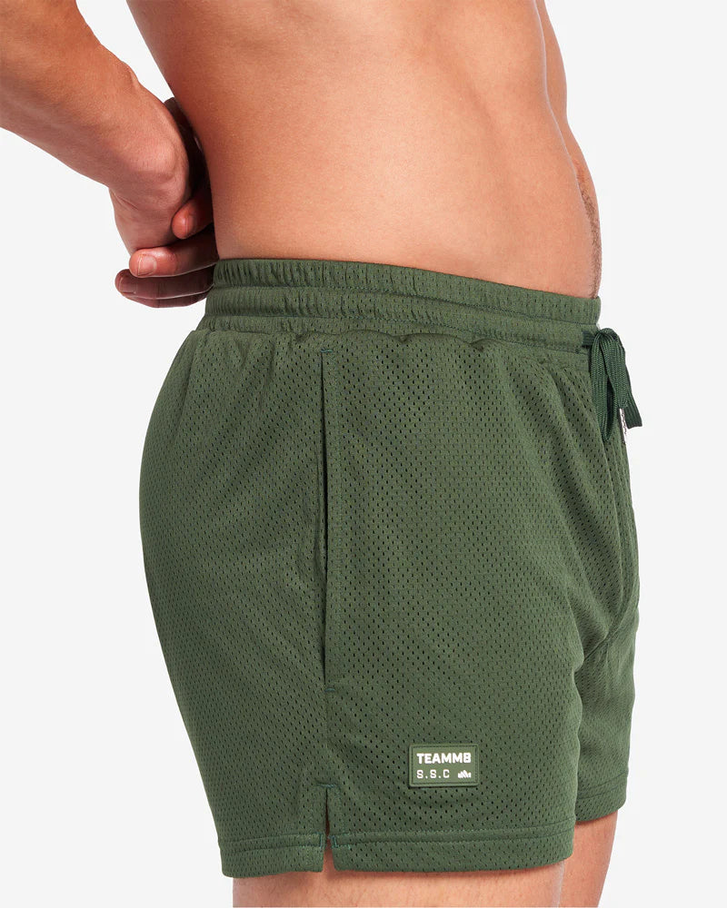 Teamm8 S.S.C 3 Mesh Shorts - Breathable Athletic Shorts for Men, Forest Green - Perfect for Running, Gym Workouts & Outdoor Sports