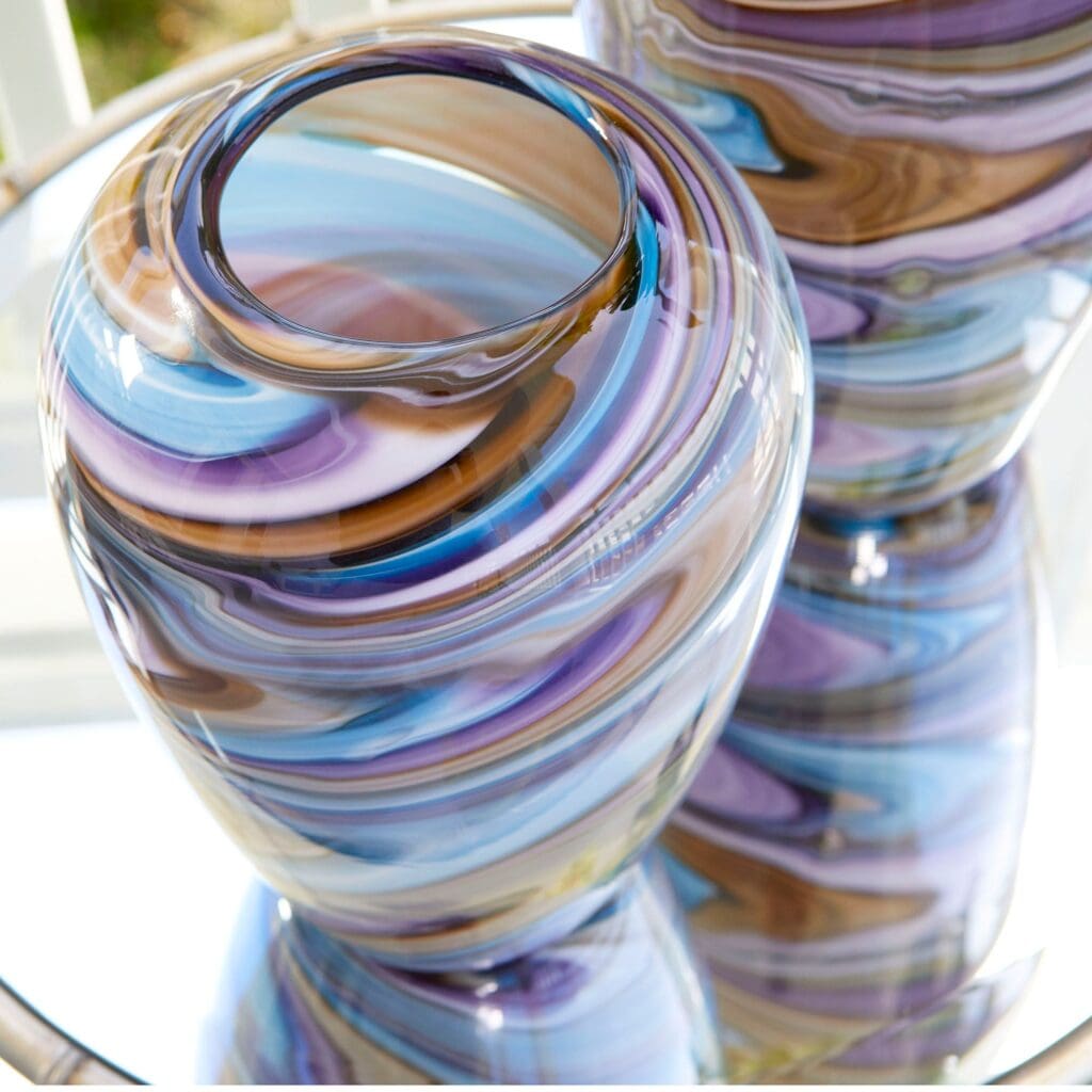 Cyan Design 09523 Borealis Vase - Sky Blue Cafe Swirl Small Glass Vase for Home Decor, Wedding Centerpiece & Floral Arrangements