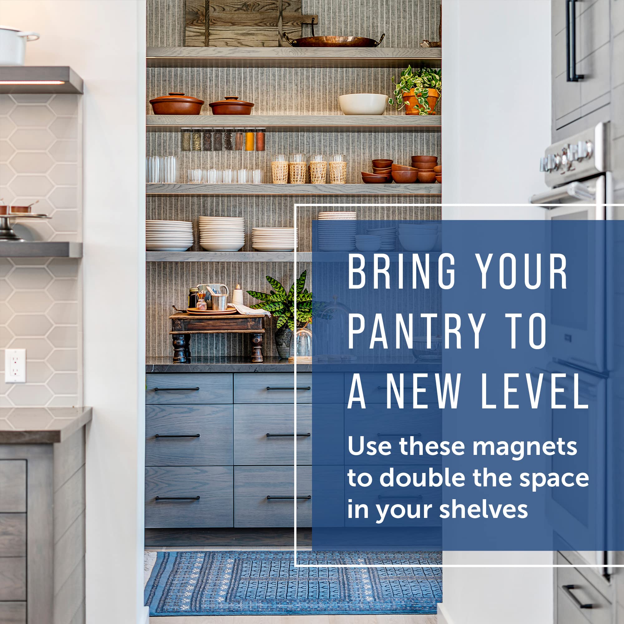 4-Pack Magnetic Spice Jar Organizers - Space Saving Kitchen Storage Solution - Easy Install Pantry & Cabinet Organizer - Strong Magnetic Spice Rack for Cupboards & Shelves - Perfect for Small Kitchens, RVs & Dorm Rooms