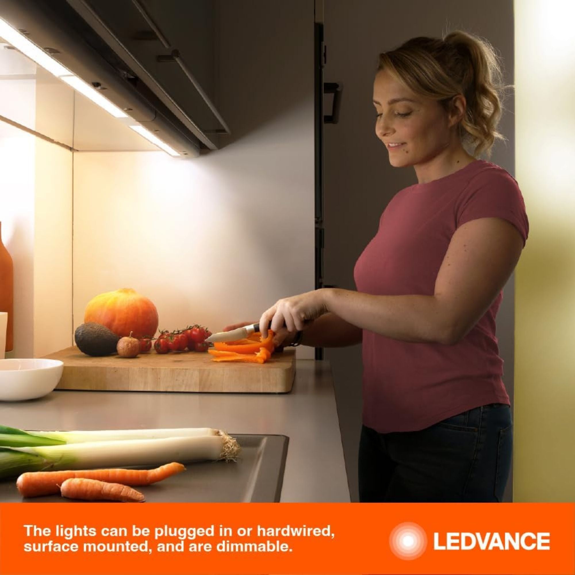 36 Inch Under Cabinet LED Light with Tilting Lens - 1900 Lumens, Adjustable CCT (3000K-5000K), 120V - Perfect for Kitchen Countertops, Workspaces & Display Shelves